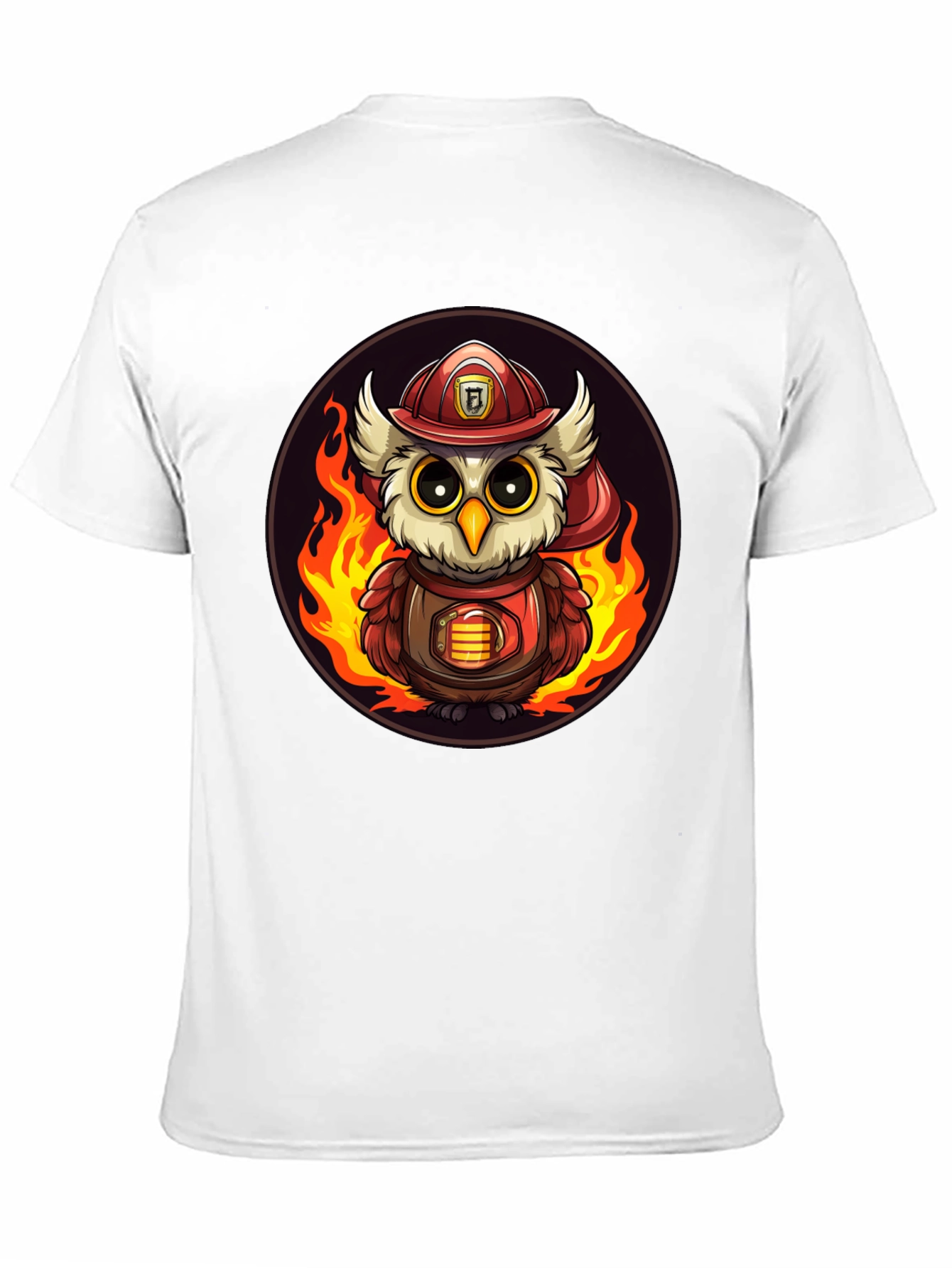 Firefighter Owl T-Shirt - Cartoon Design