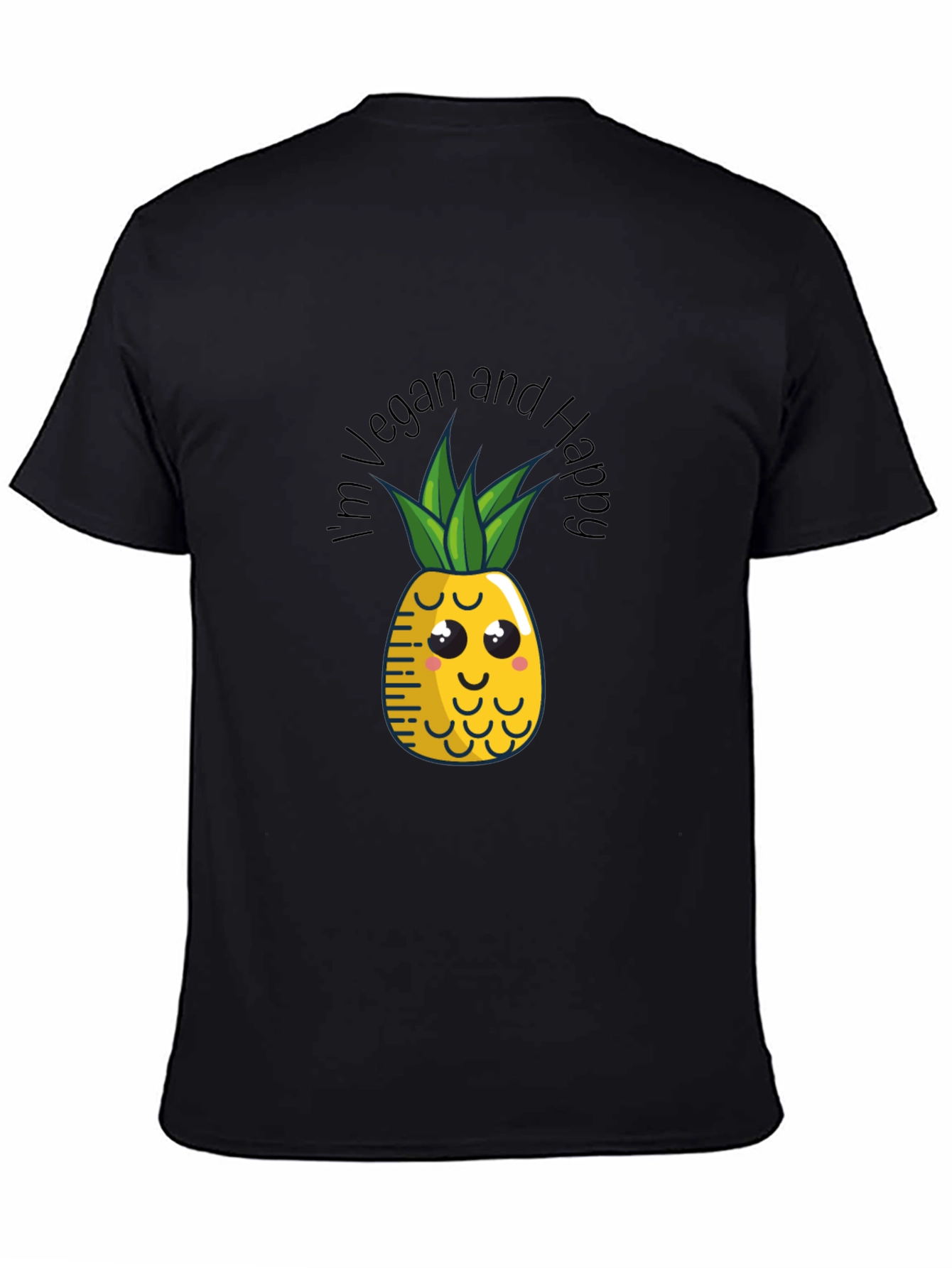 Vegan & Happy Pineapple Graphic Tee - Black