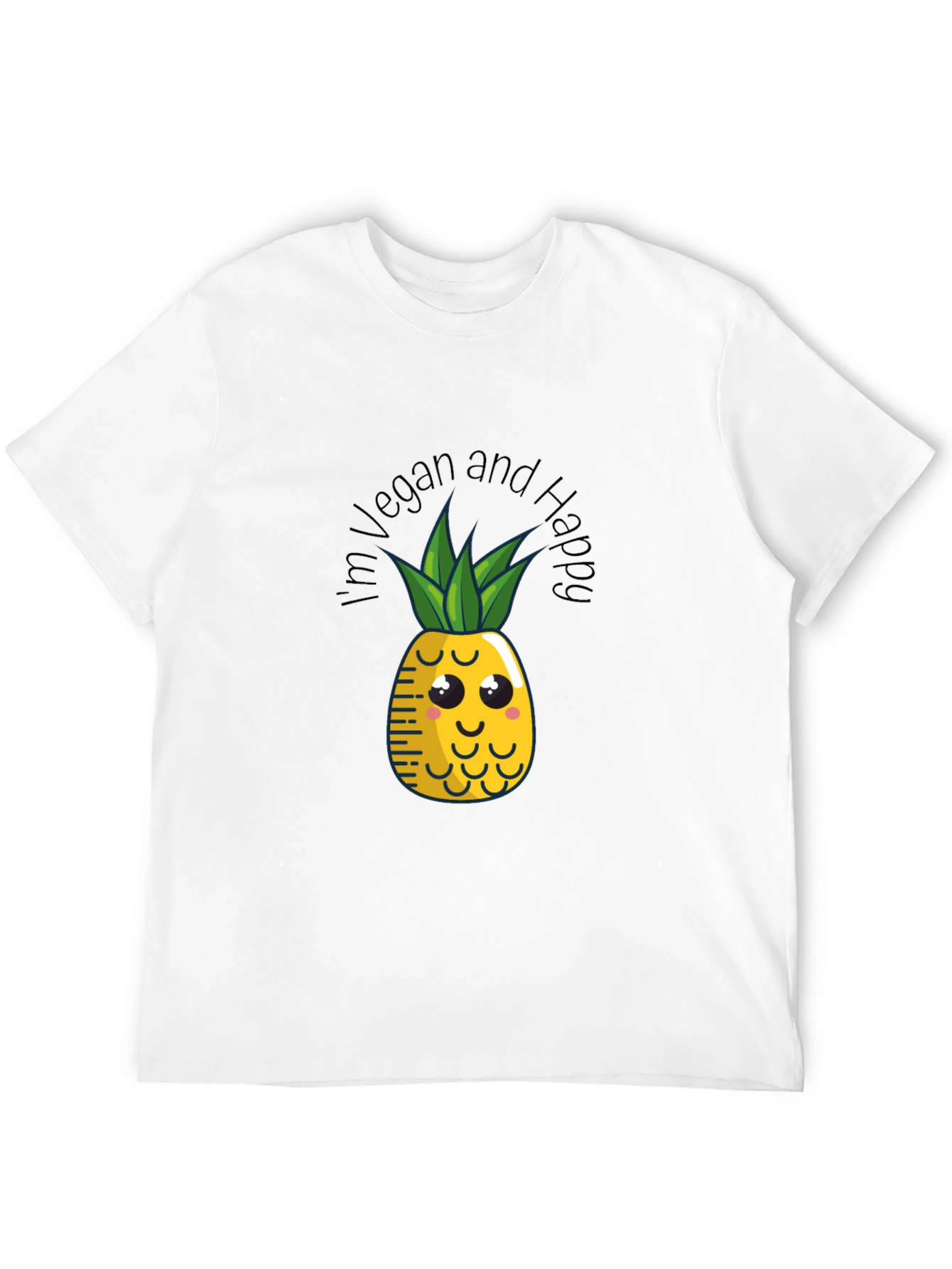 Vegan & Happy Pineapple Graphic Tee - Black