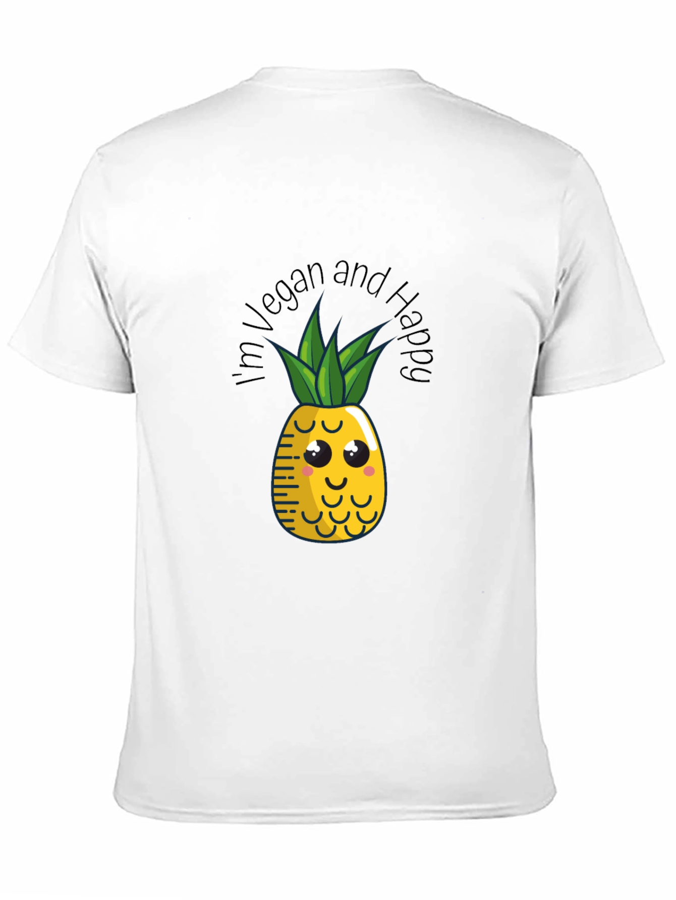 Vegan & Happy Pineapple Graphic Tee - Black