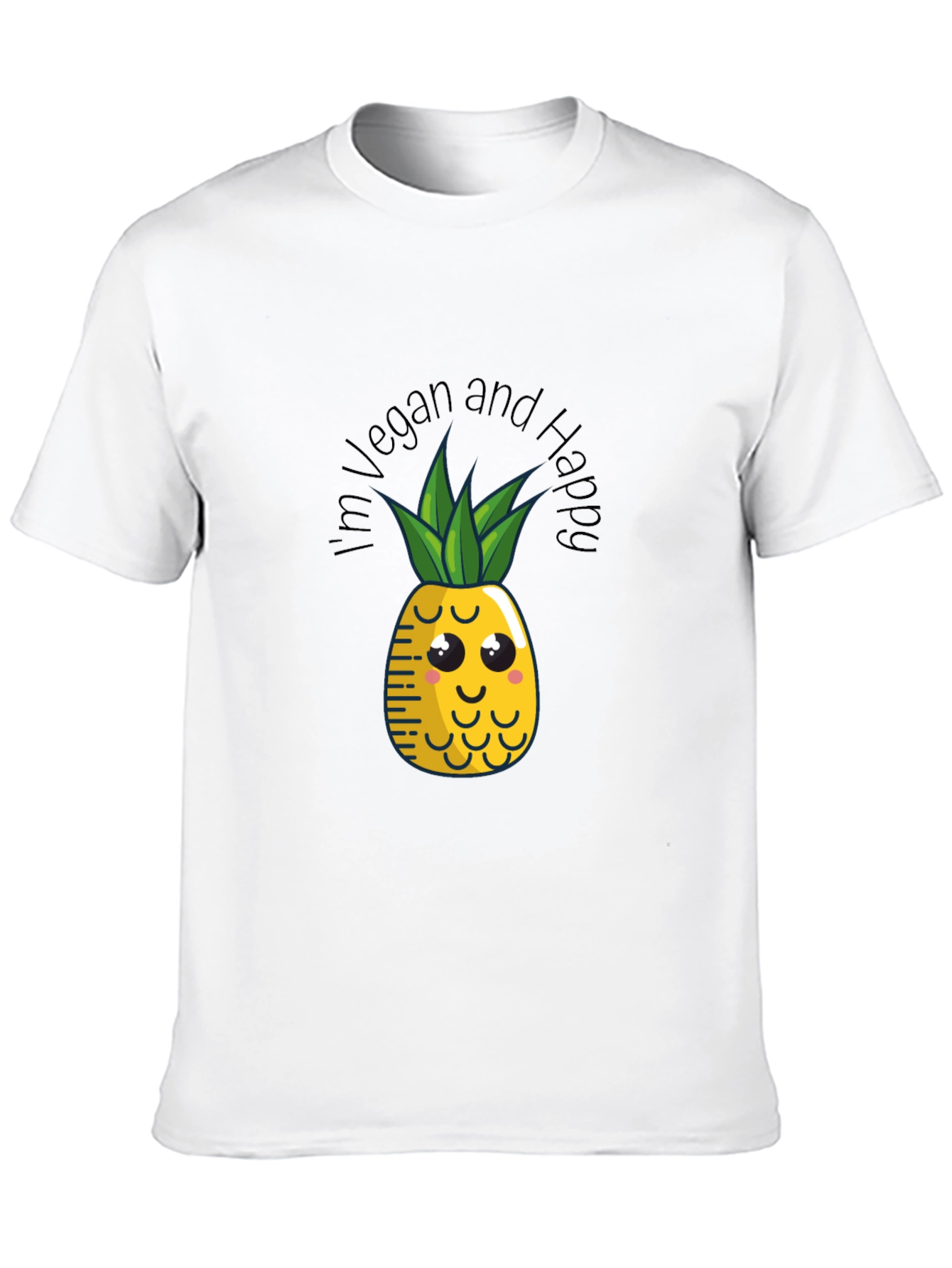 Vegan & Happy Pineapple Graphic Tee - Black