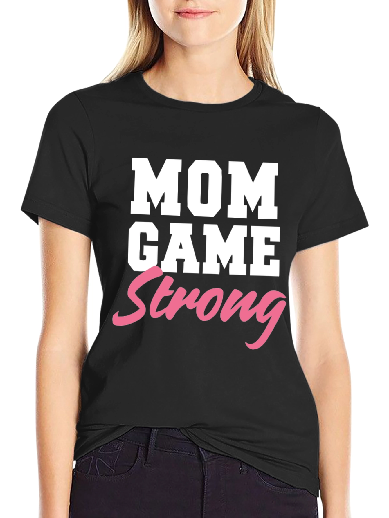 Mom Game Strong Graphic Tee - Black