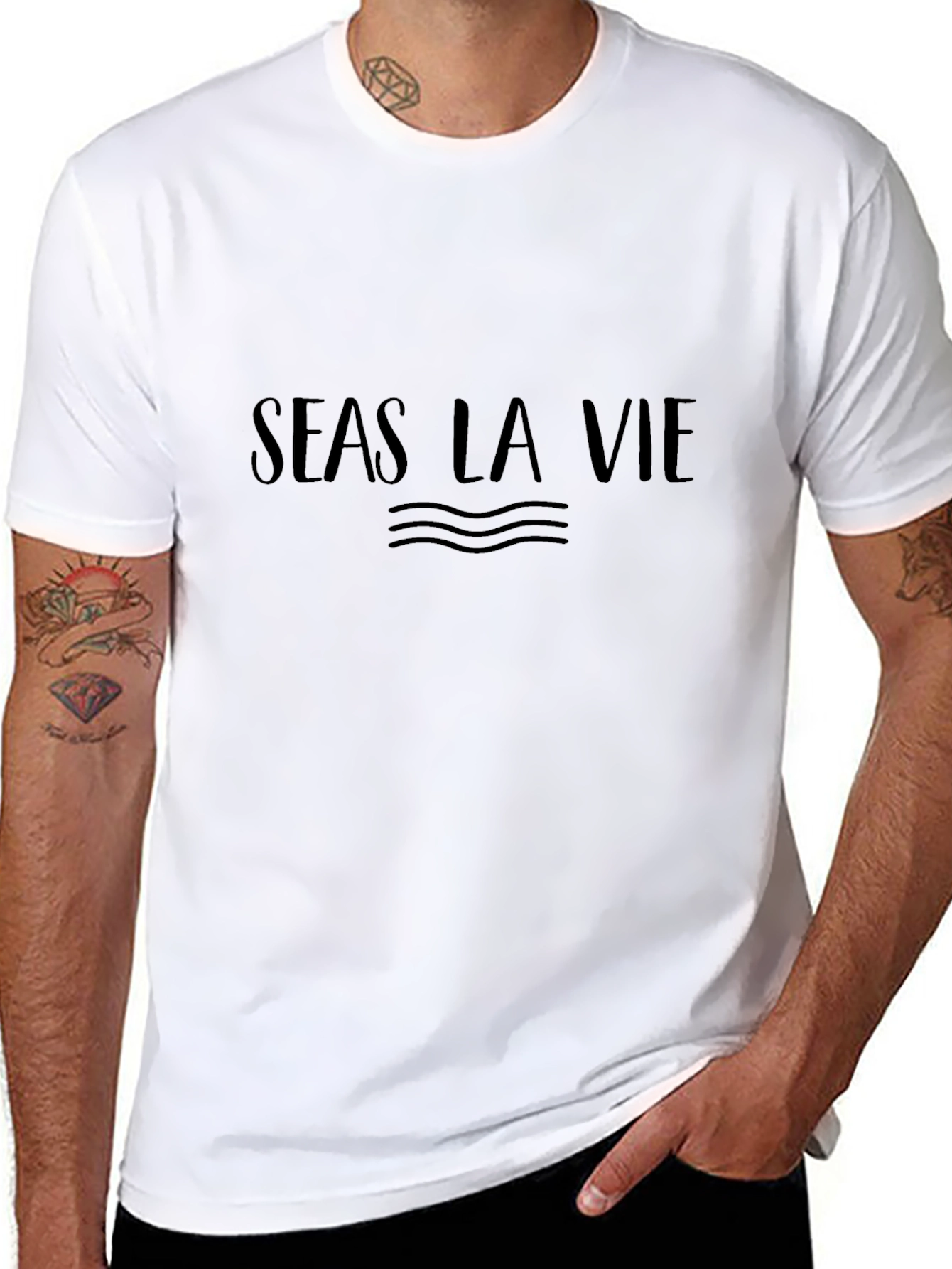 Seas La Vie Black Graphic Tee - Relaxed Fit