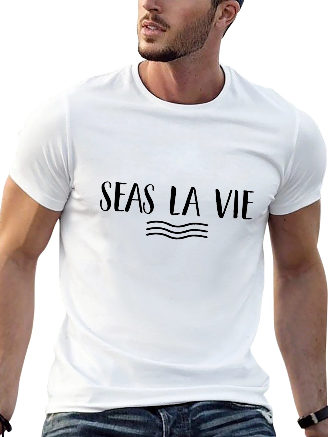 Seas La Vie Black Graphic Tee - Relaxed Fit