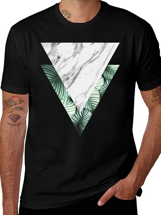 Geometric Triangle Graphic Tee - Black Cotton T-Shirt