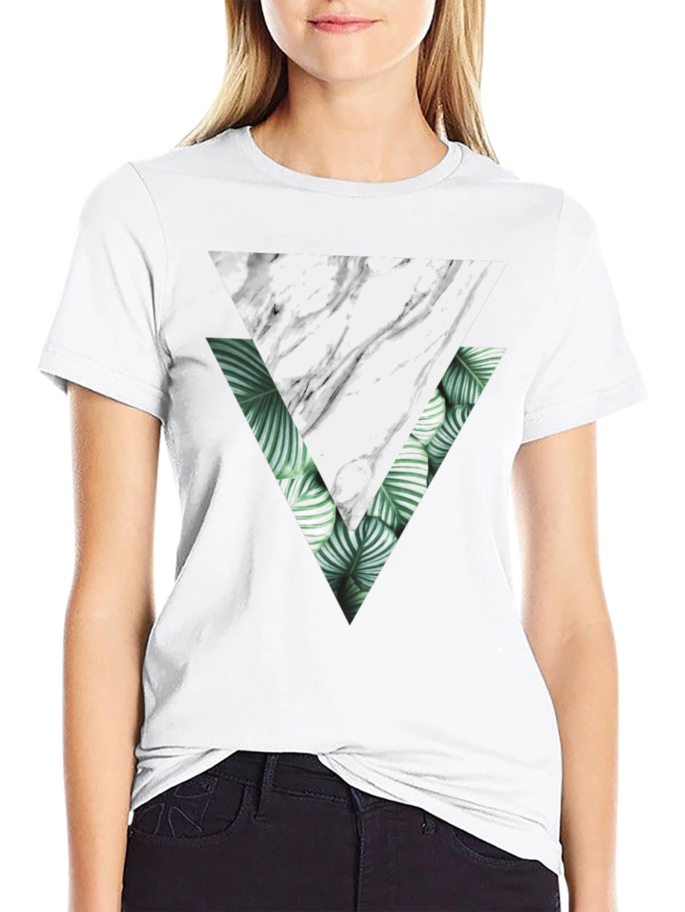 Geometric Triangle Graphic Tee - Black Cotton T-Shirt