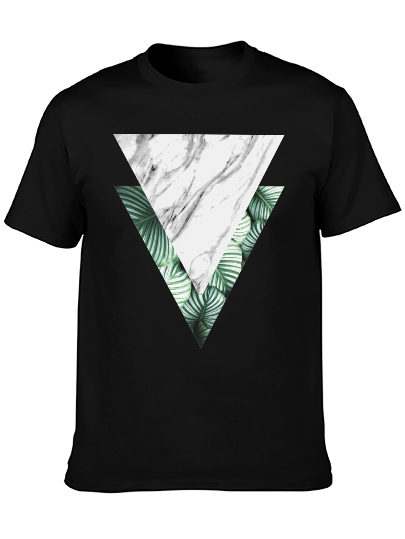 Geometric Triangle Graphic Tee - Black Cotton T-Shirt