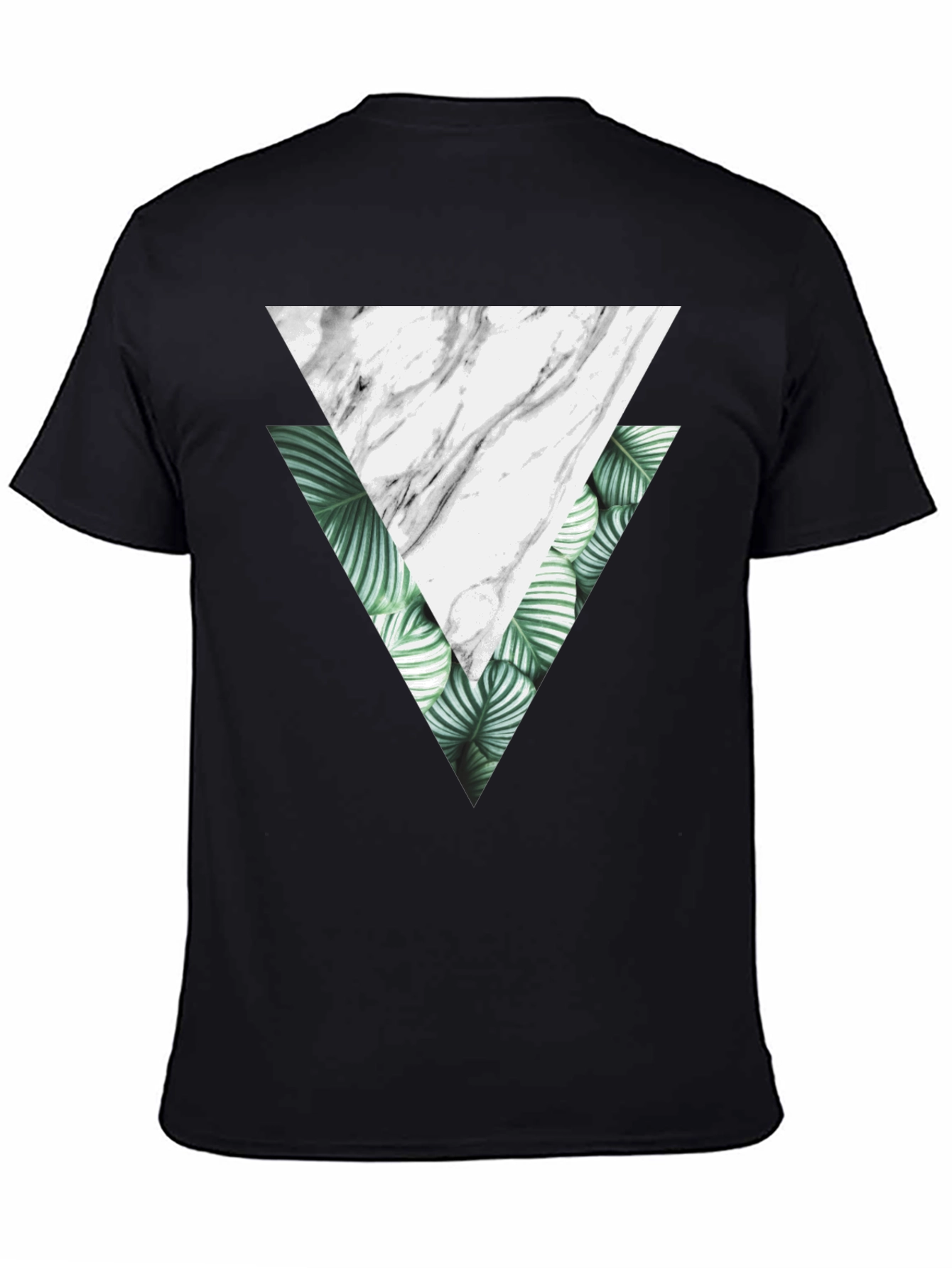 Geometric Triangle Graphic Tee - Black Cotton T-Shirt