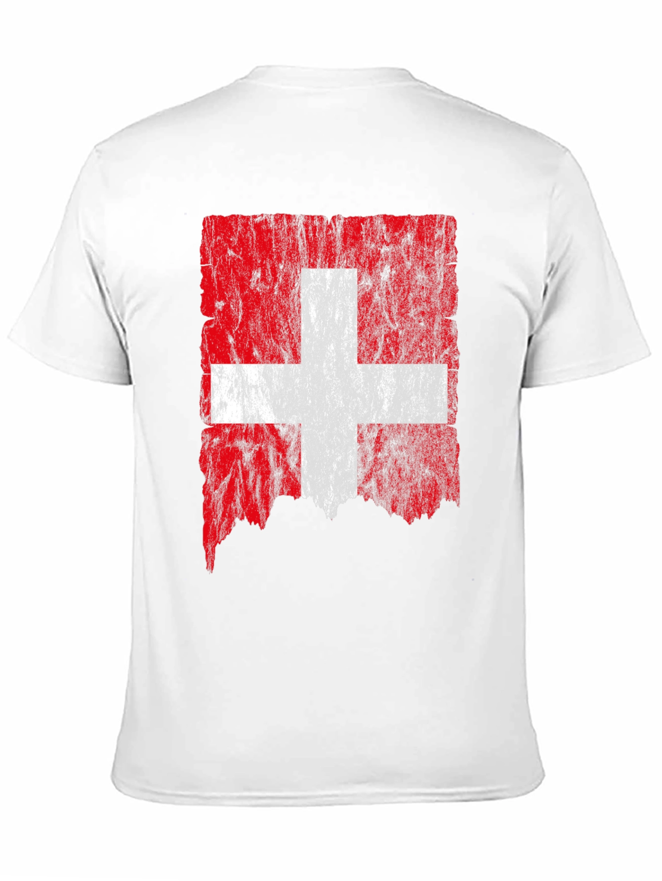 Swiss Flag Distressed T-Shirt - Black