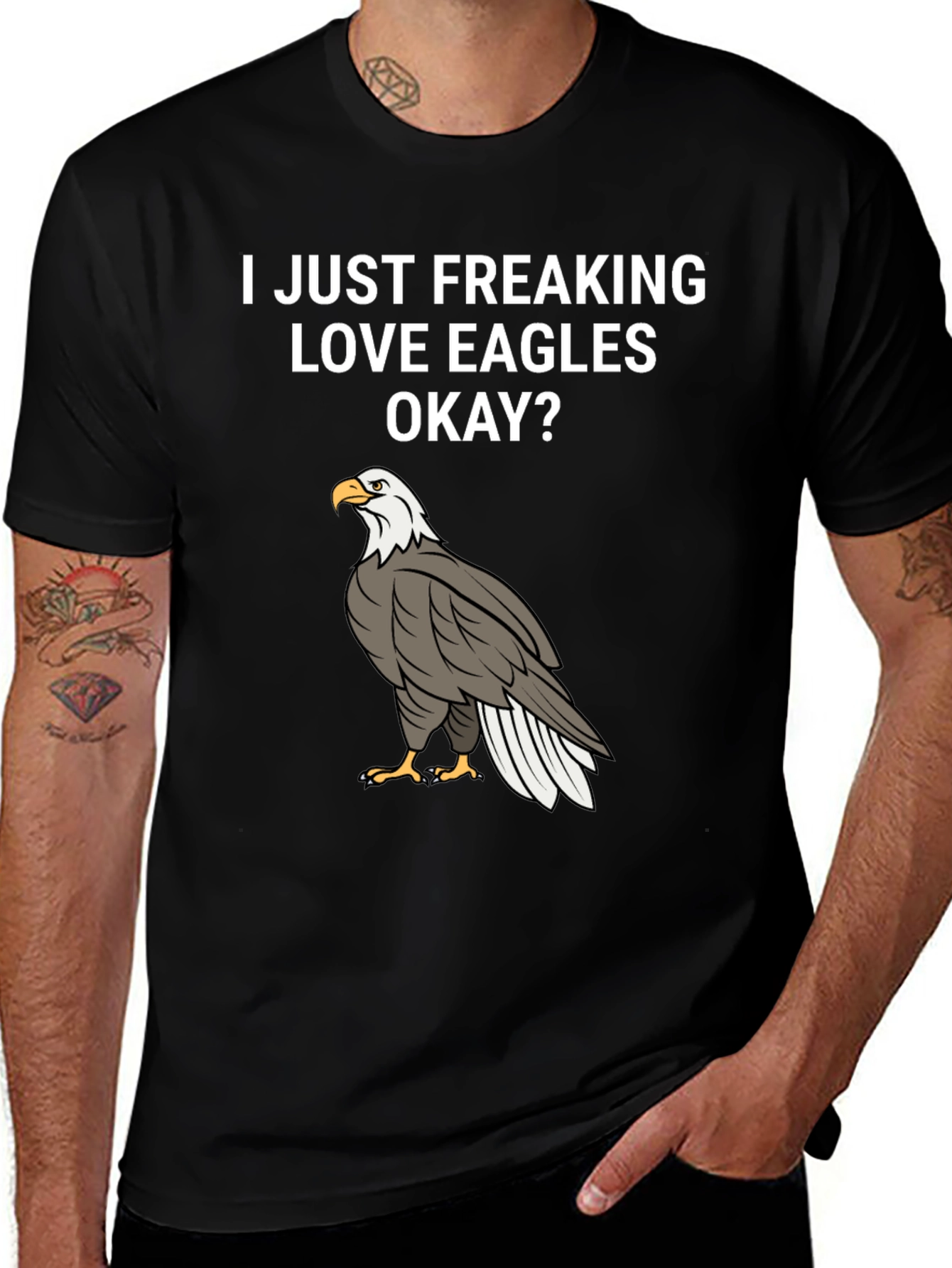 I Love Eagles T-Shirt - Black Cotton Graphic Tee
