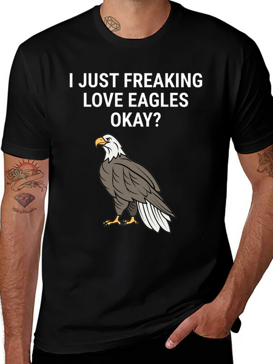 I Love Eagles T-Shirt - Black Cotton Graphic Tee