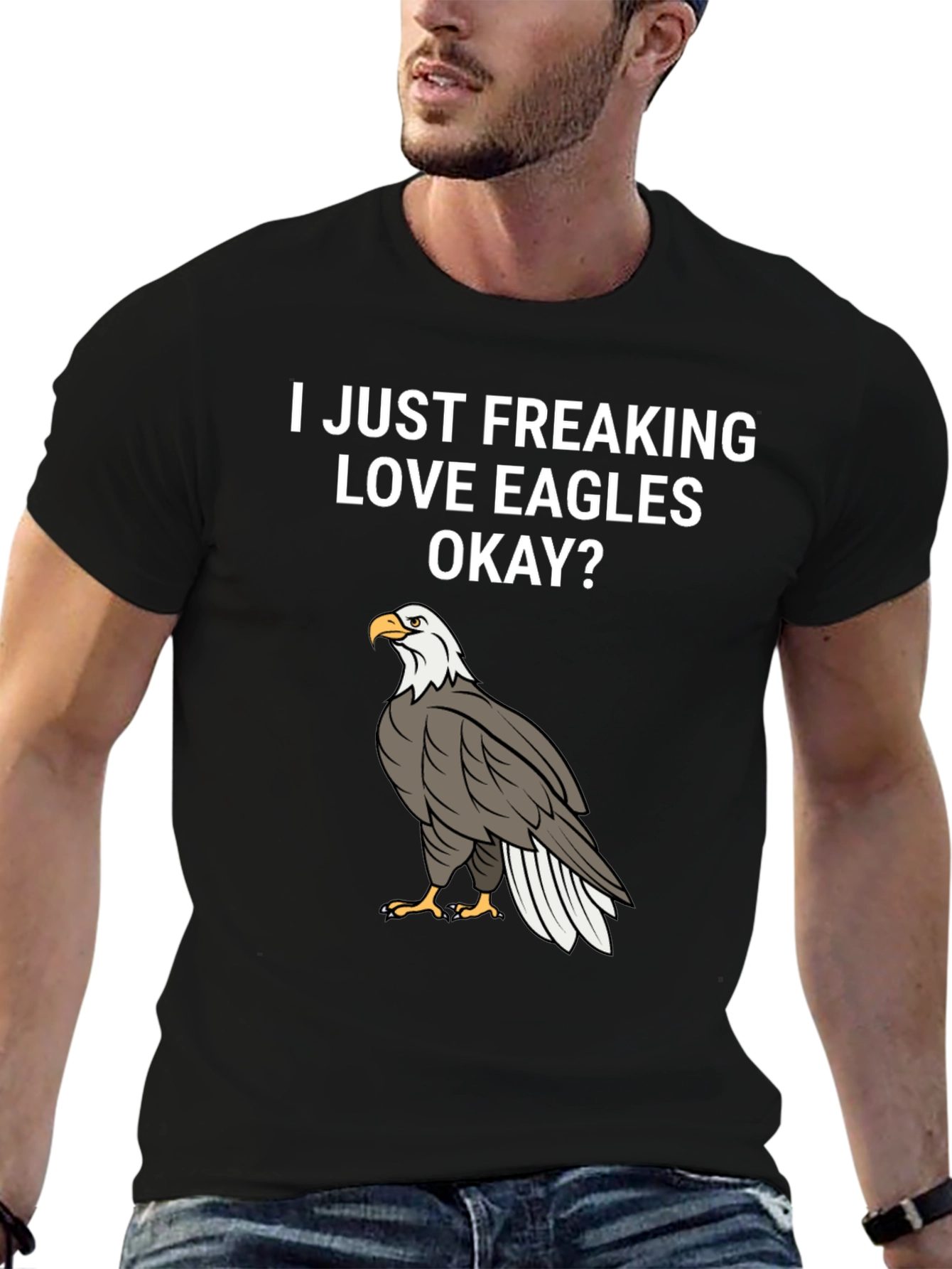 I Love Eagles T-Shirt - Black Cotton Graphic Tee