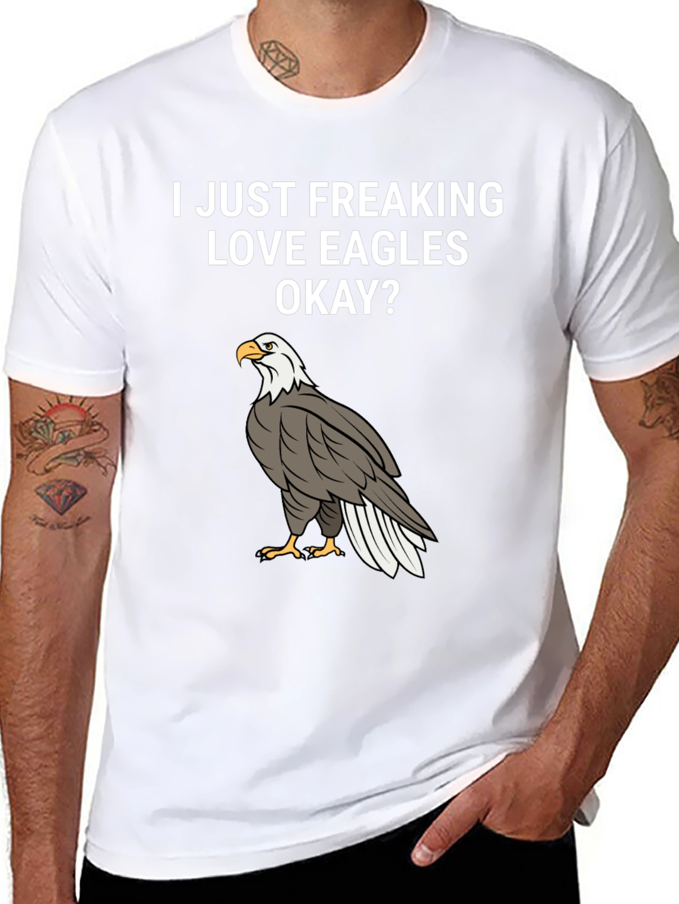 I Love Eagles T-Shirt - Black Cotton Graphic Tee