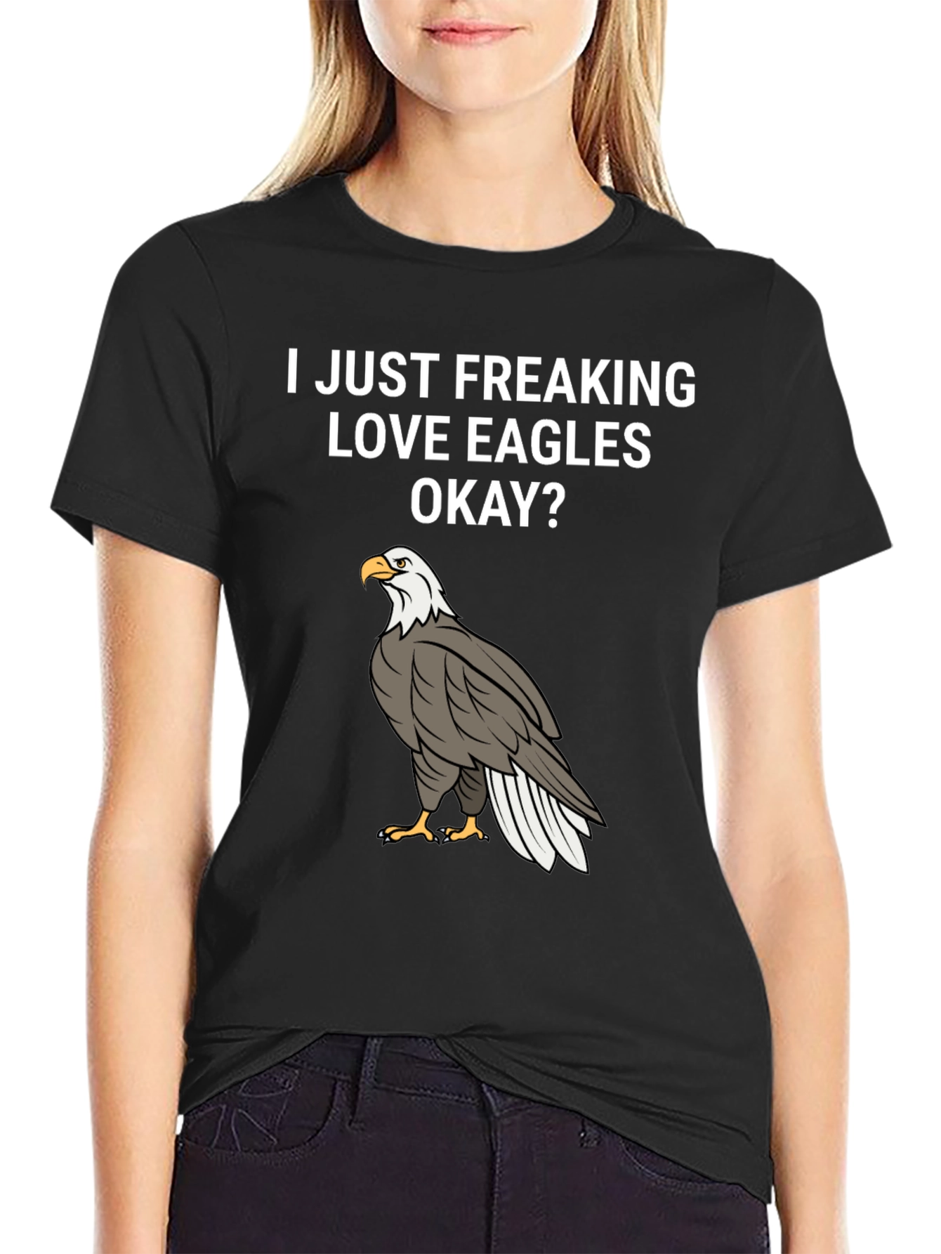I Love Eagles T-Shirt - Black Cotton Graphic Tee