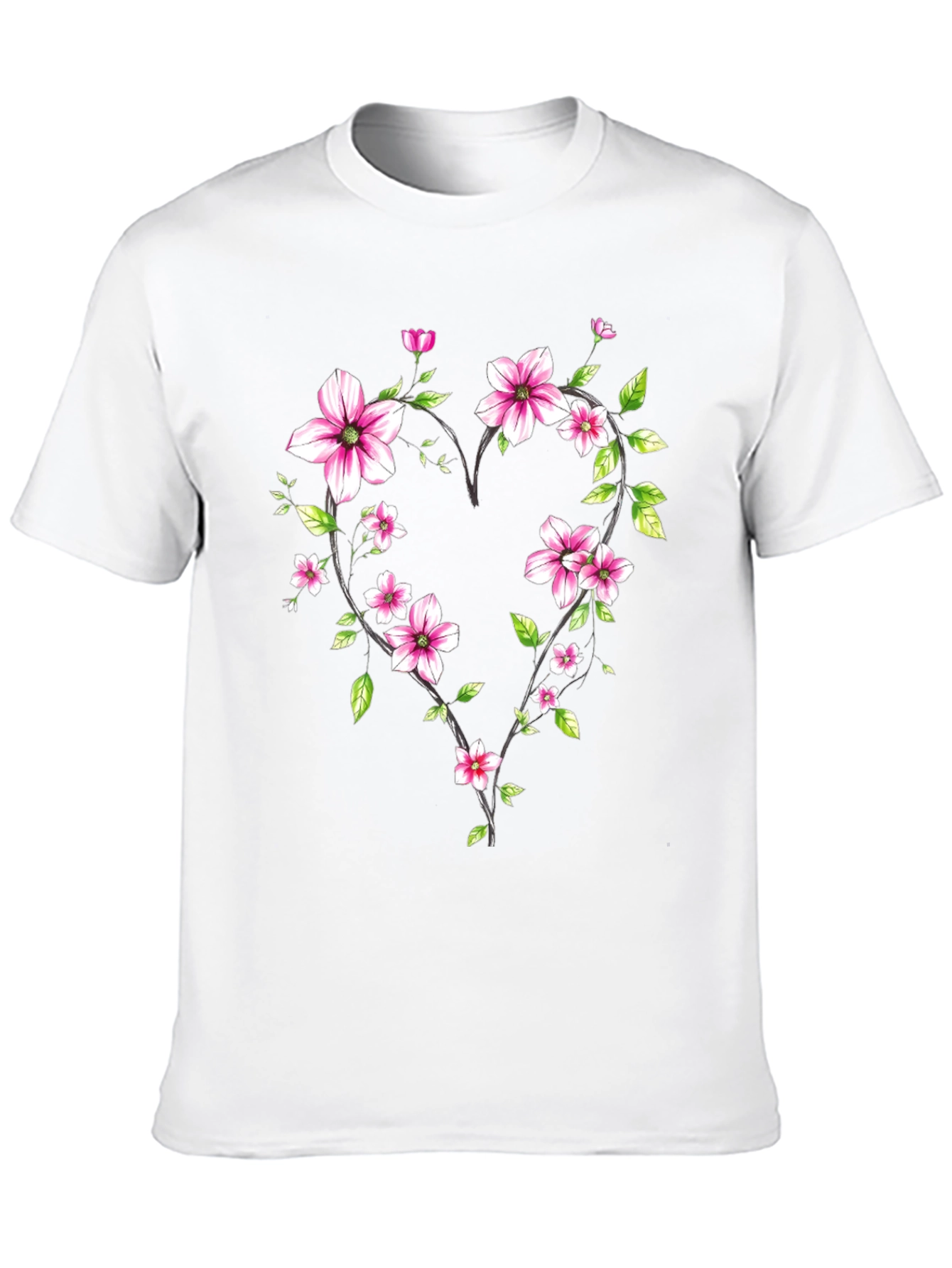 Floral Heart Graphic Black T-Shirt
