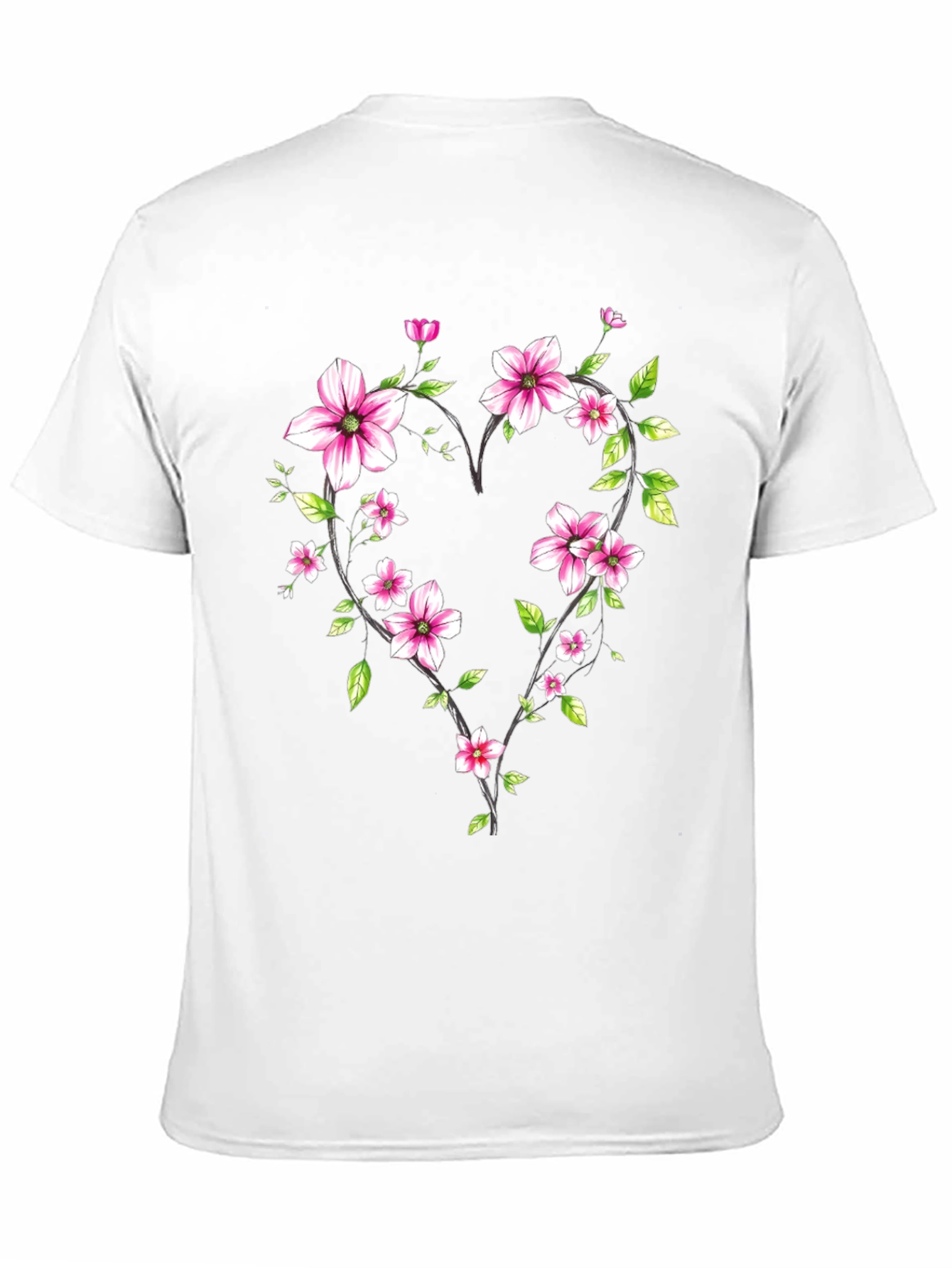 Floral Heart Graphic Black T-Shirt