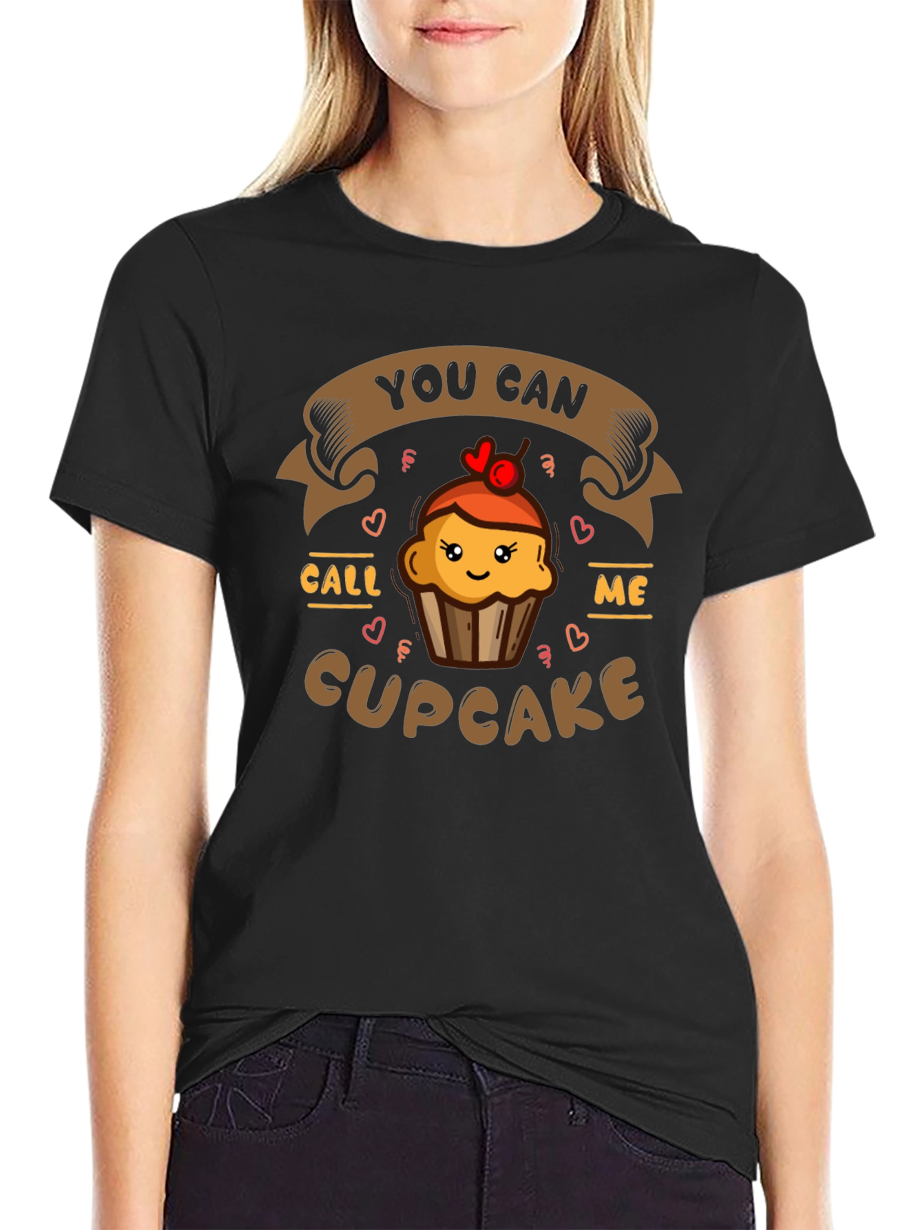 Call Me Cupcake Graphic Tee - Black