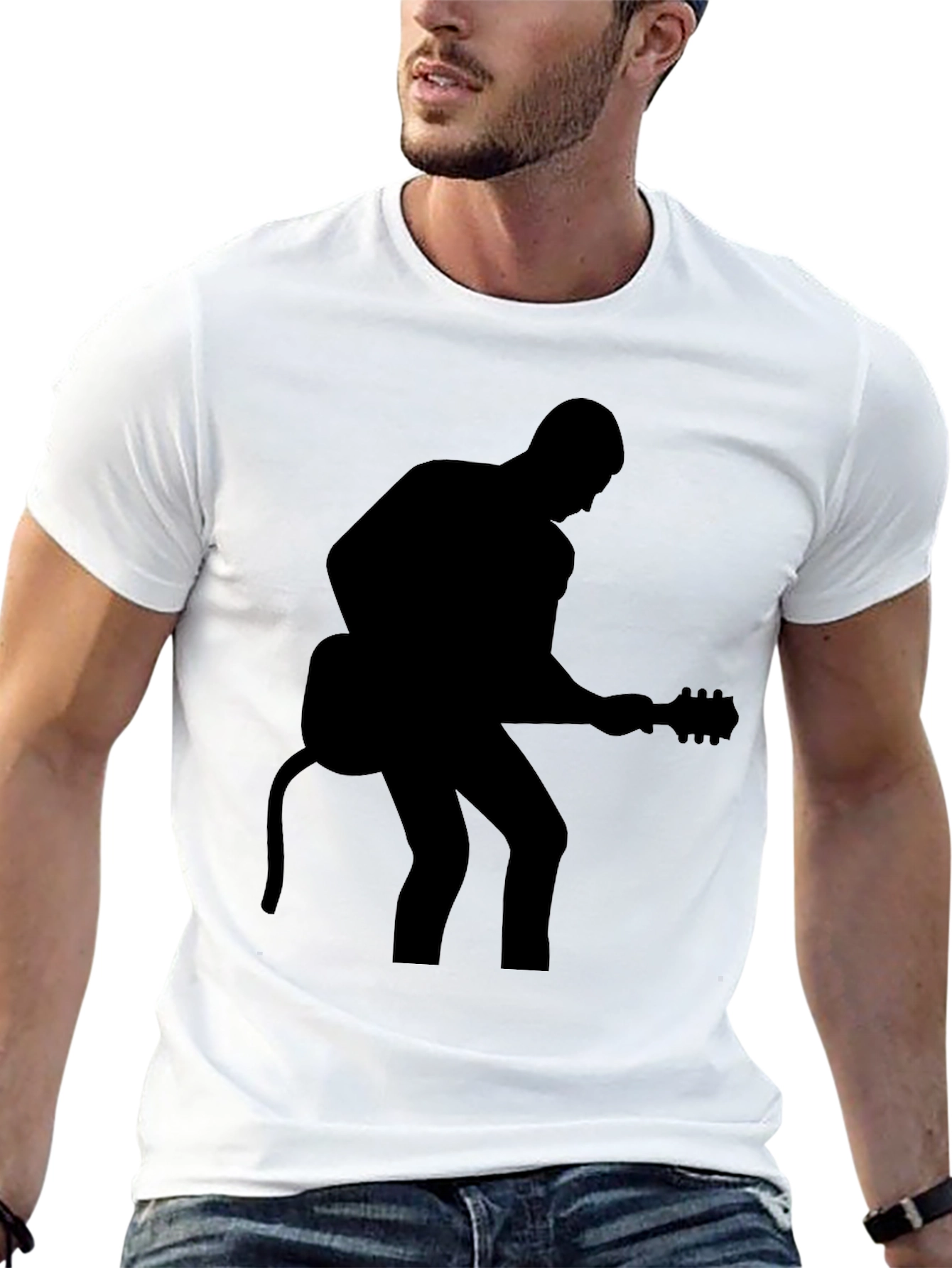Guitar Player Silhouette Black T-Shirt