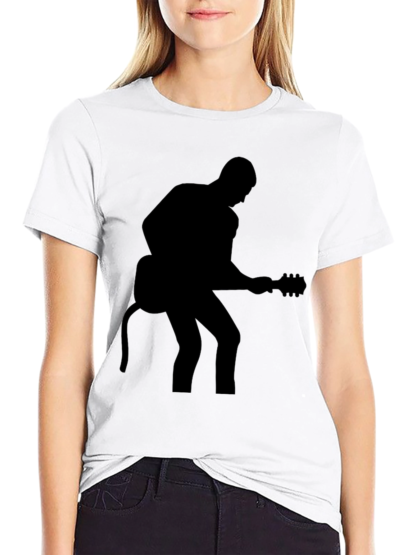 Guitar Player Silhouette Black T-Shirt