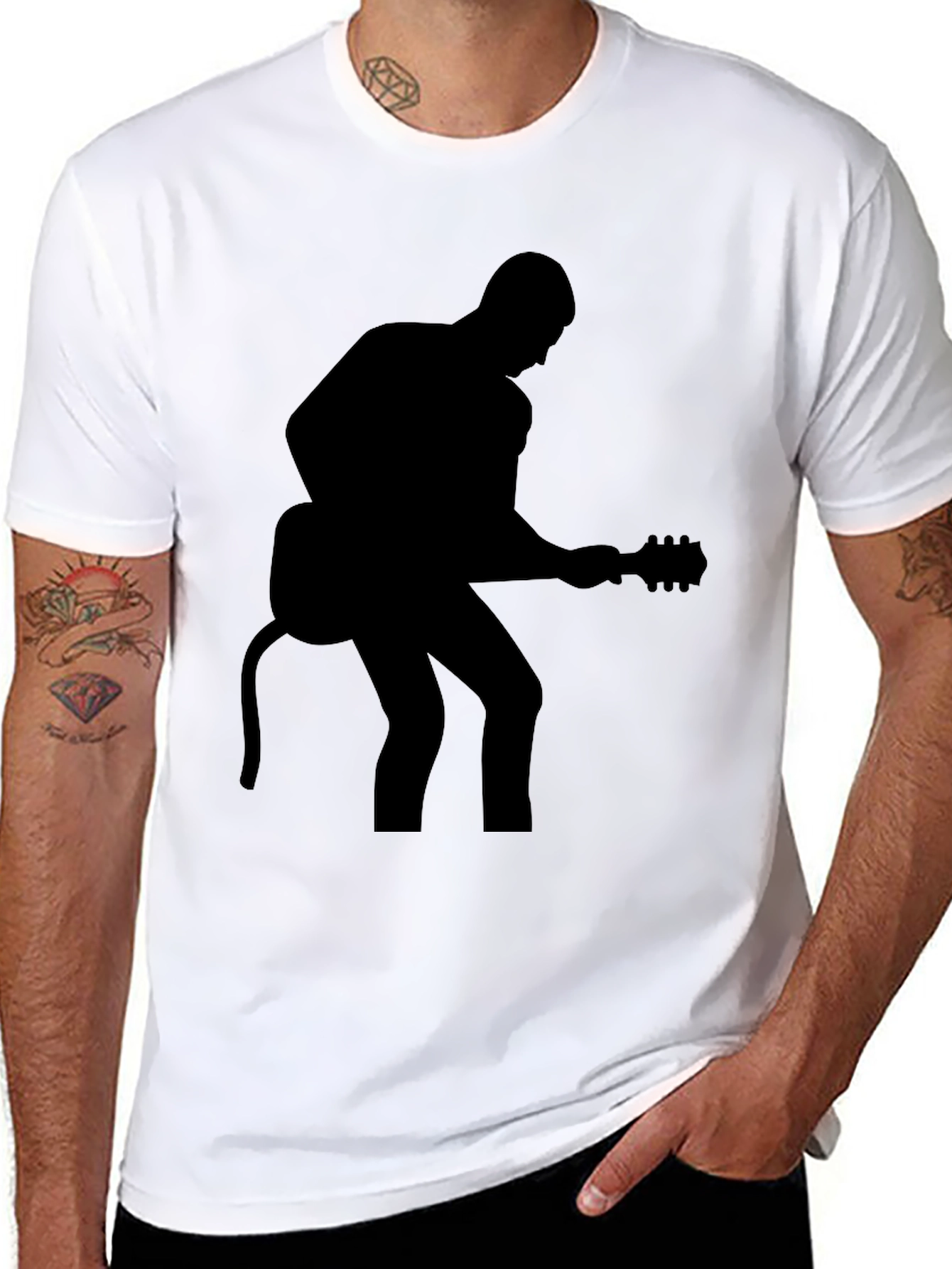Guitar Player Silhouette Black T-Shirt