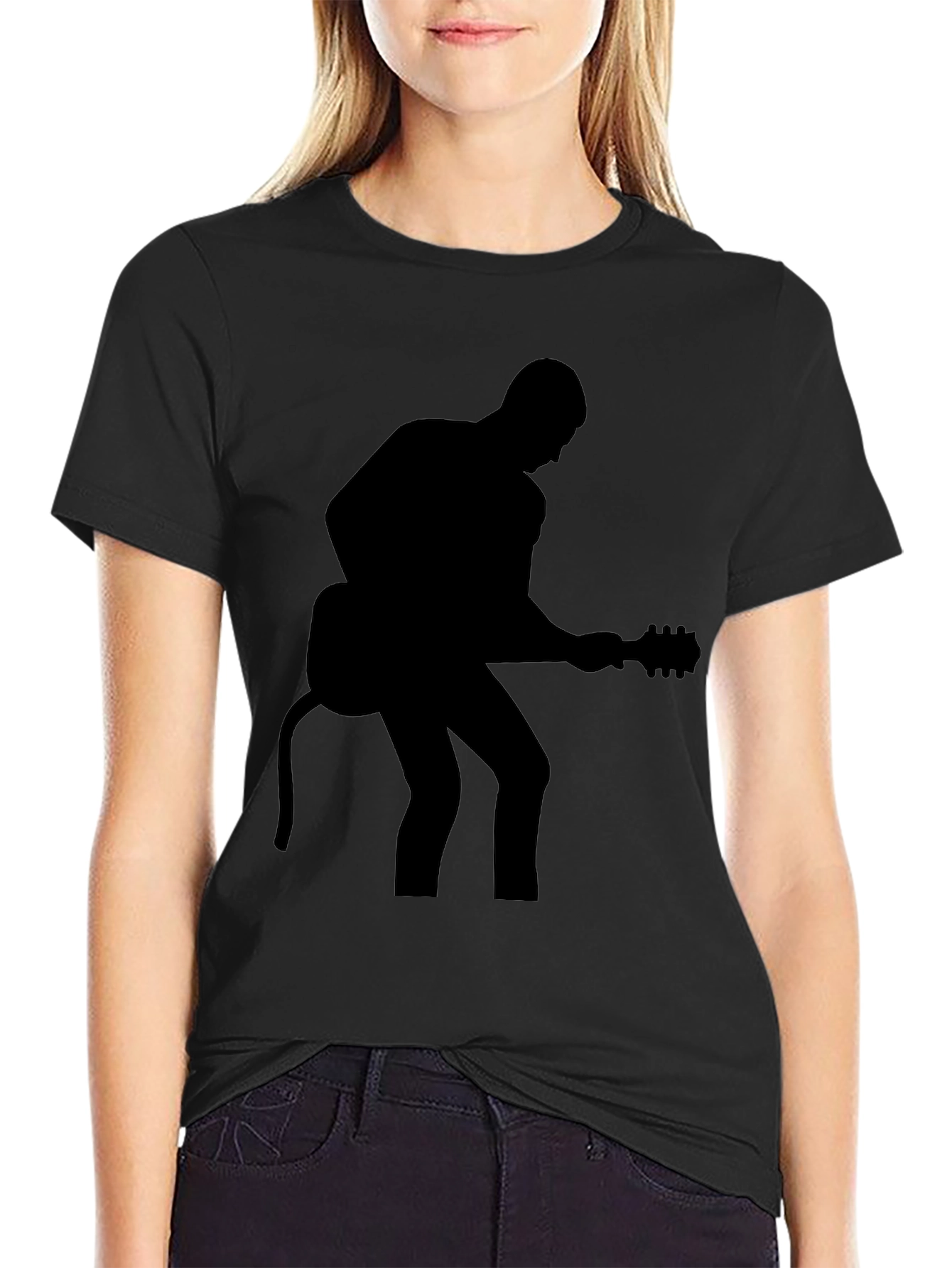 Guitar Player Silhouette Black T-Shirt