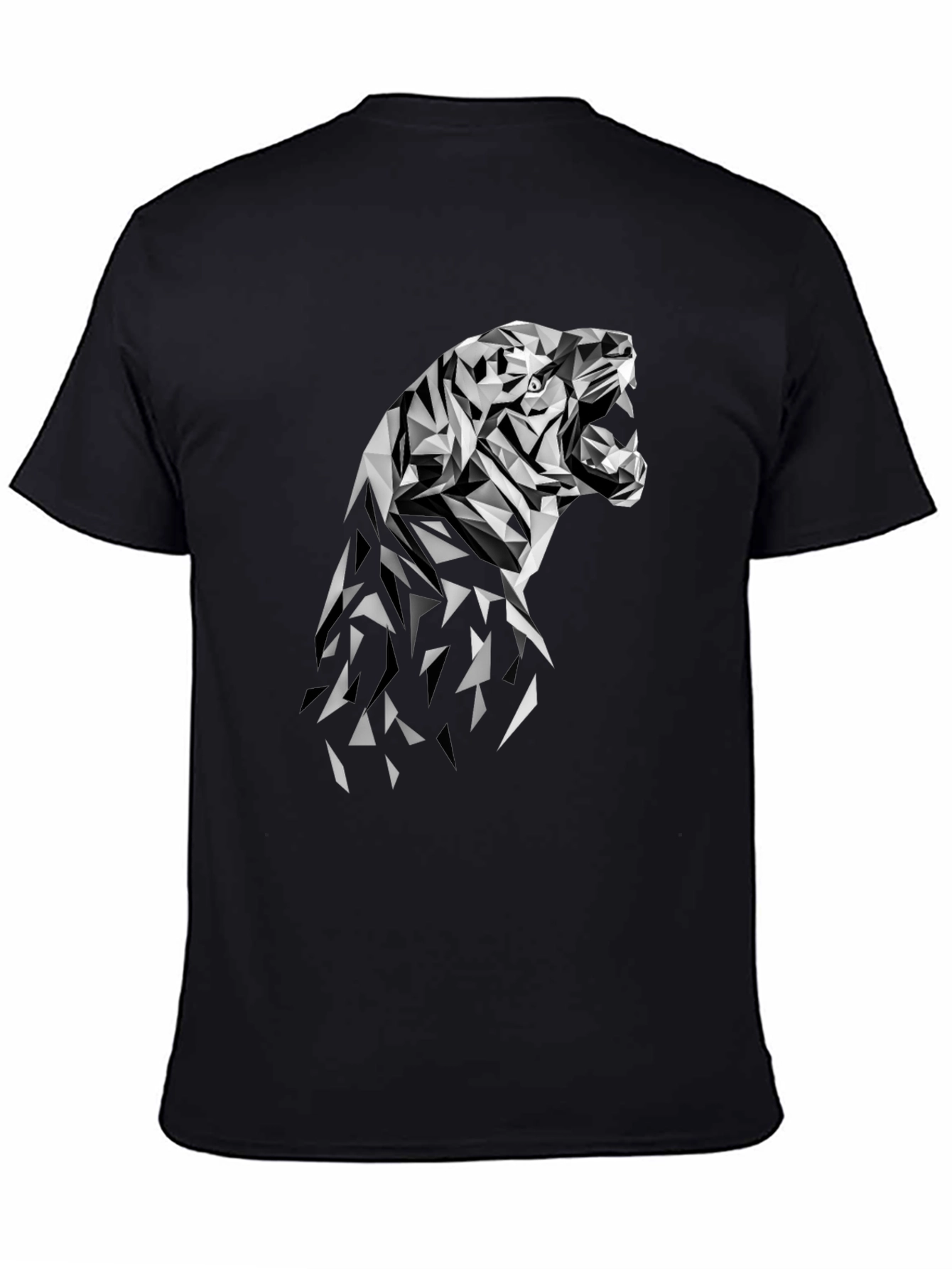 Geometric Tiger Graphic Tee - Modern Black T-Shirt
