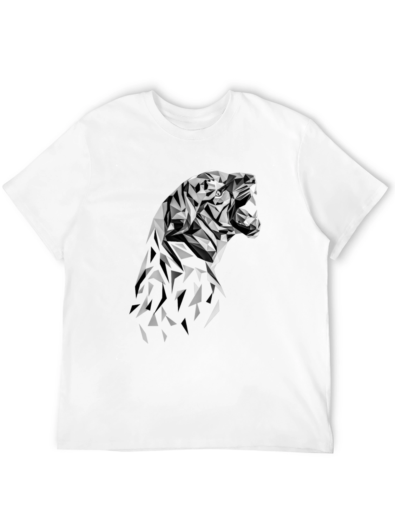 Geometric Tiger Graphic Tee - Modern Black T-Shirt