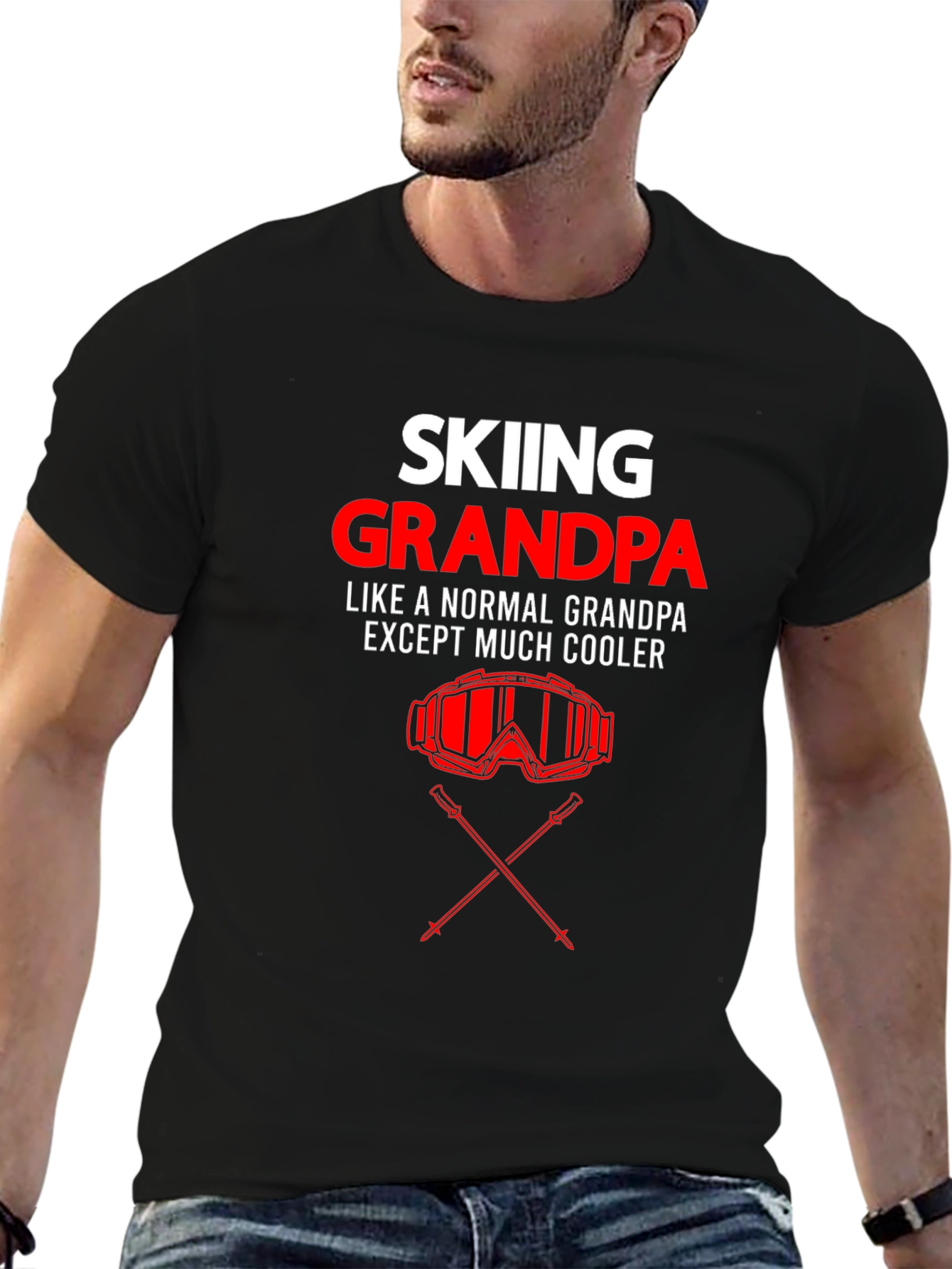 Skiing Grandpa T-Shirt - Cool Grandfather Gift