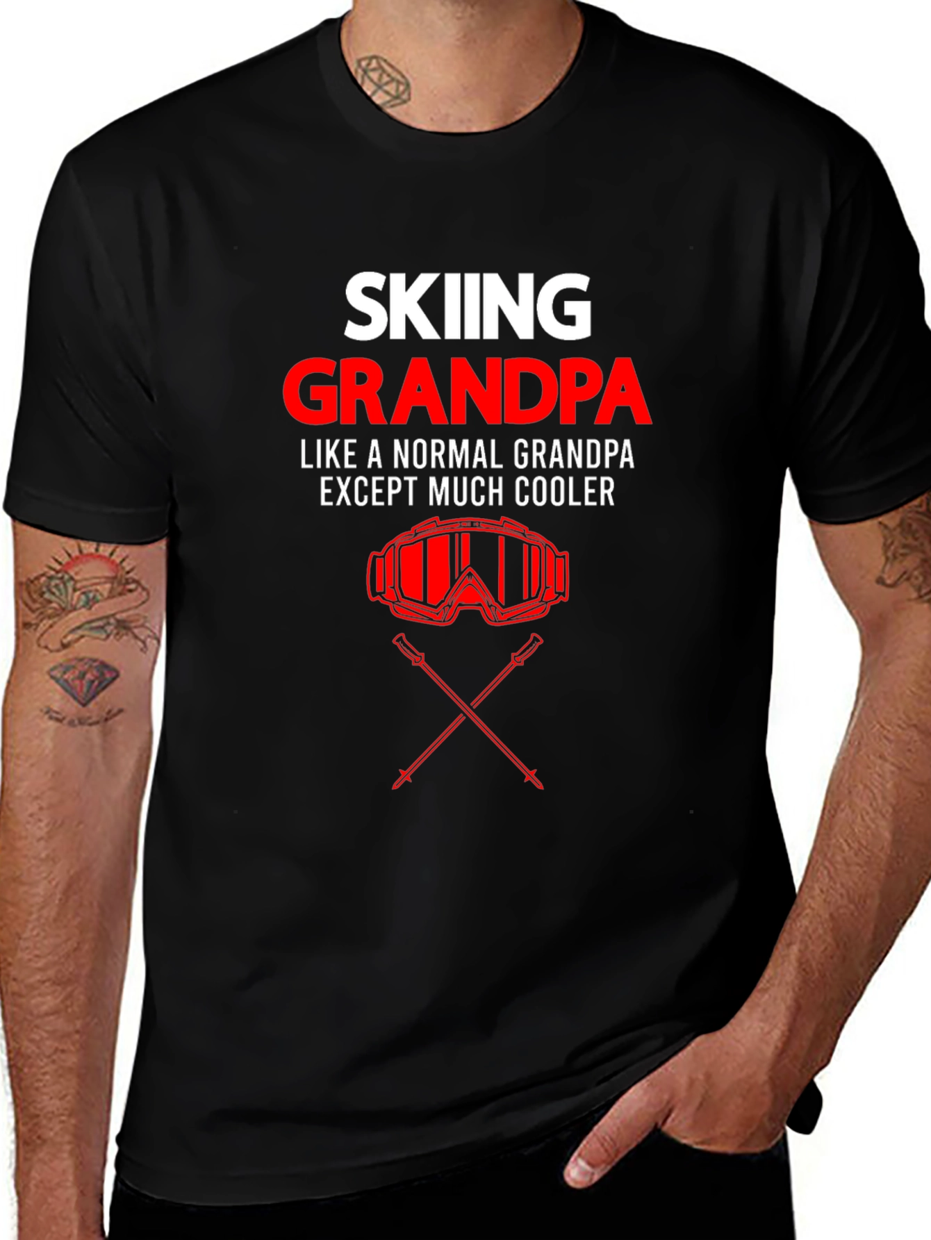 Skiing Grandpa T-Shirt - Cool Grandfather Gift