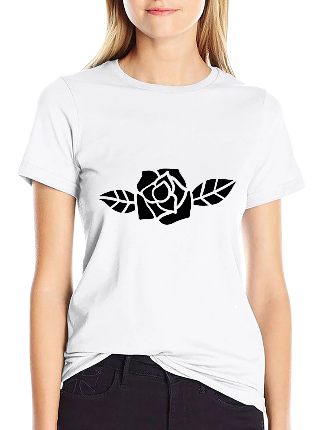 Mens Black Rose Graphic Tee - Classic Fit