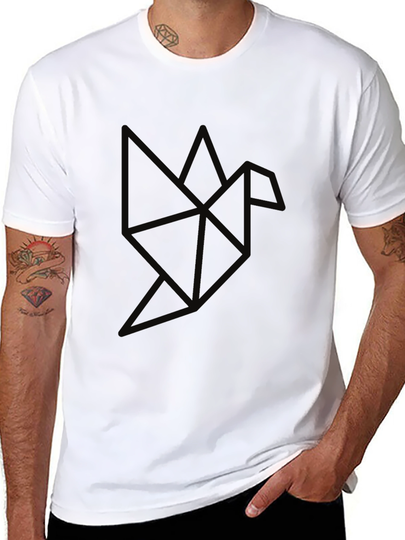 Geometric Bird Black Graphic Tee - Modern Menswear