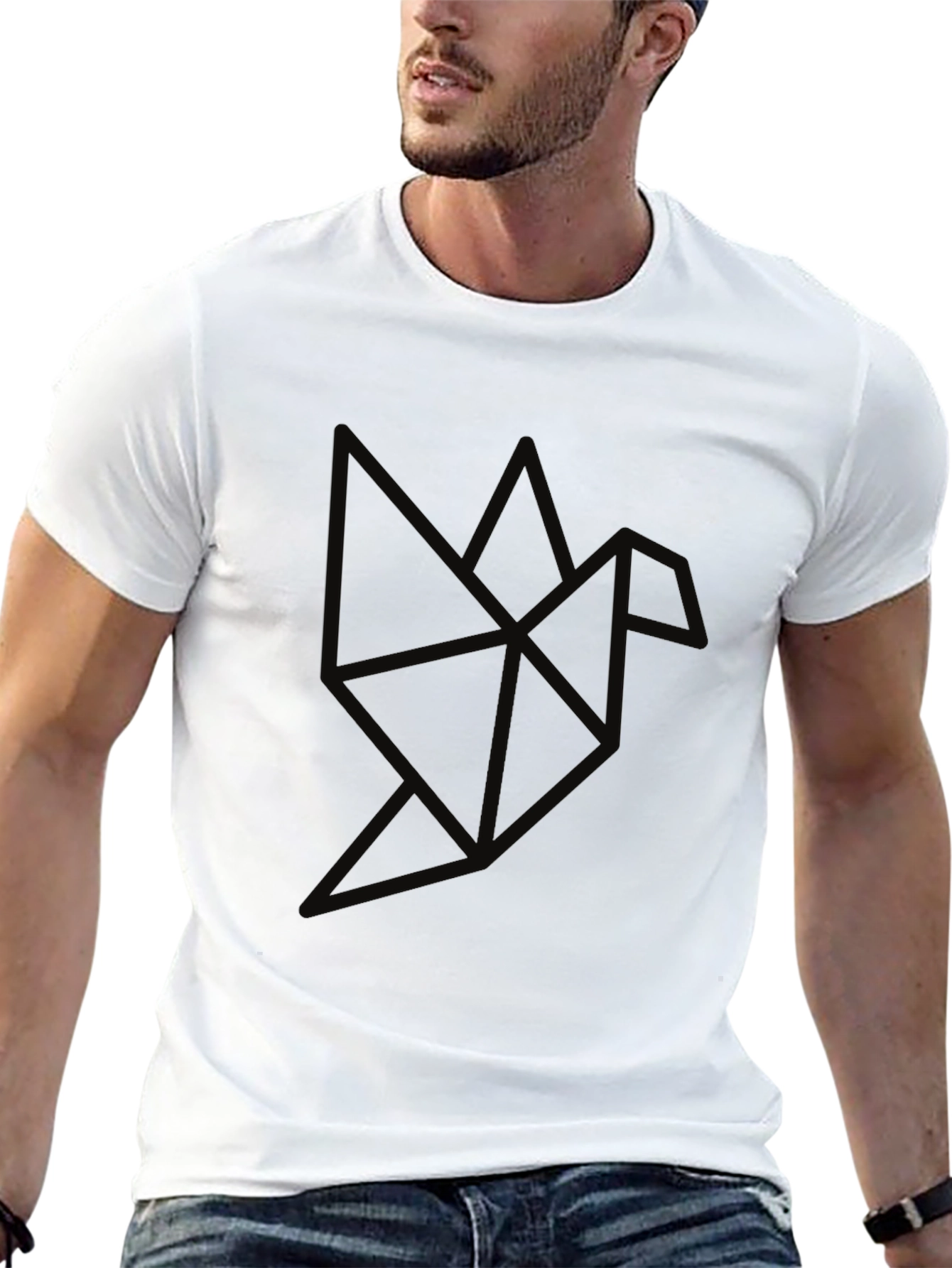 Geometric Bird Black Graphic Tee - Modern Menswear