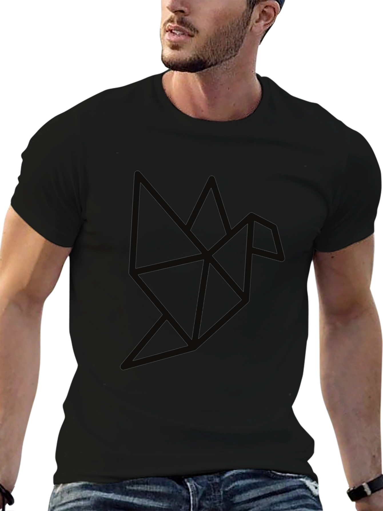 Geometric Bird Black Graphic Tee - Modern Menswear