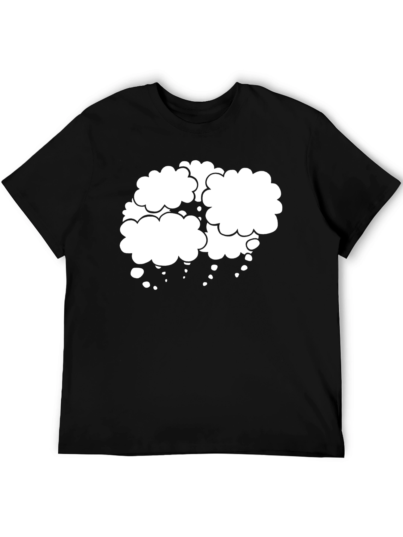 Black T-Shirt with White Cloud Design