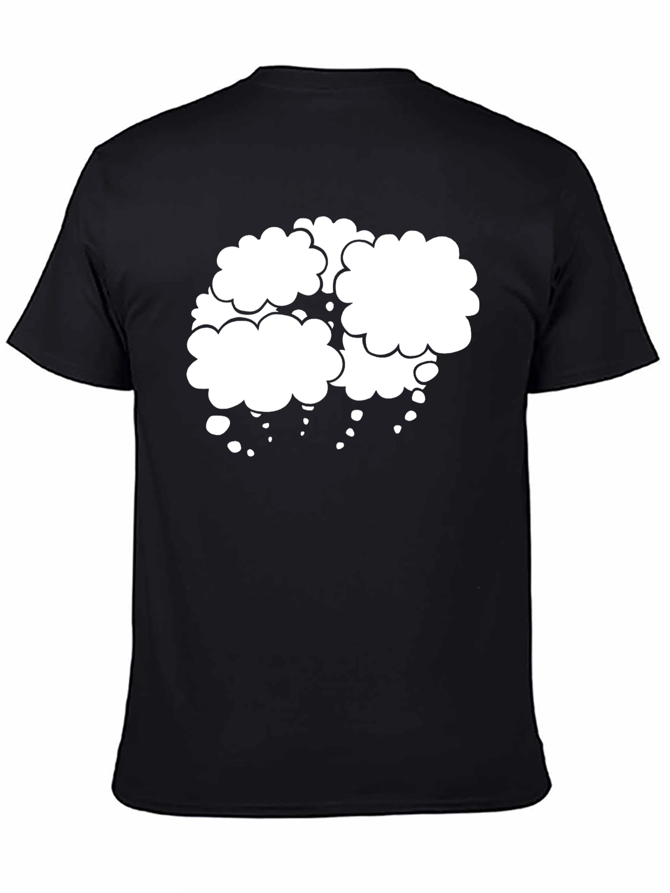 Black T-Shirt with White Cloud Design