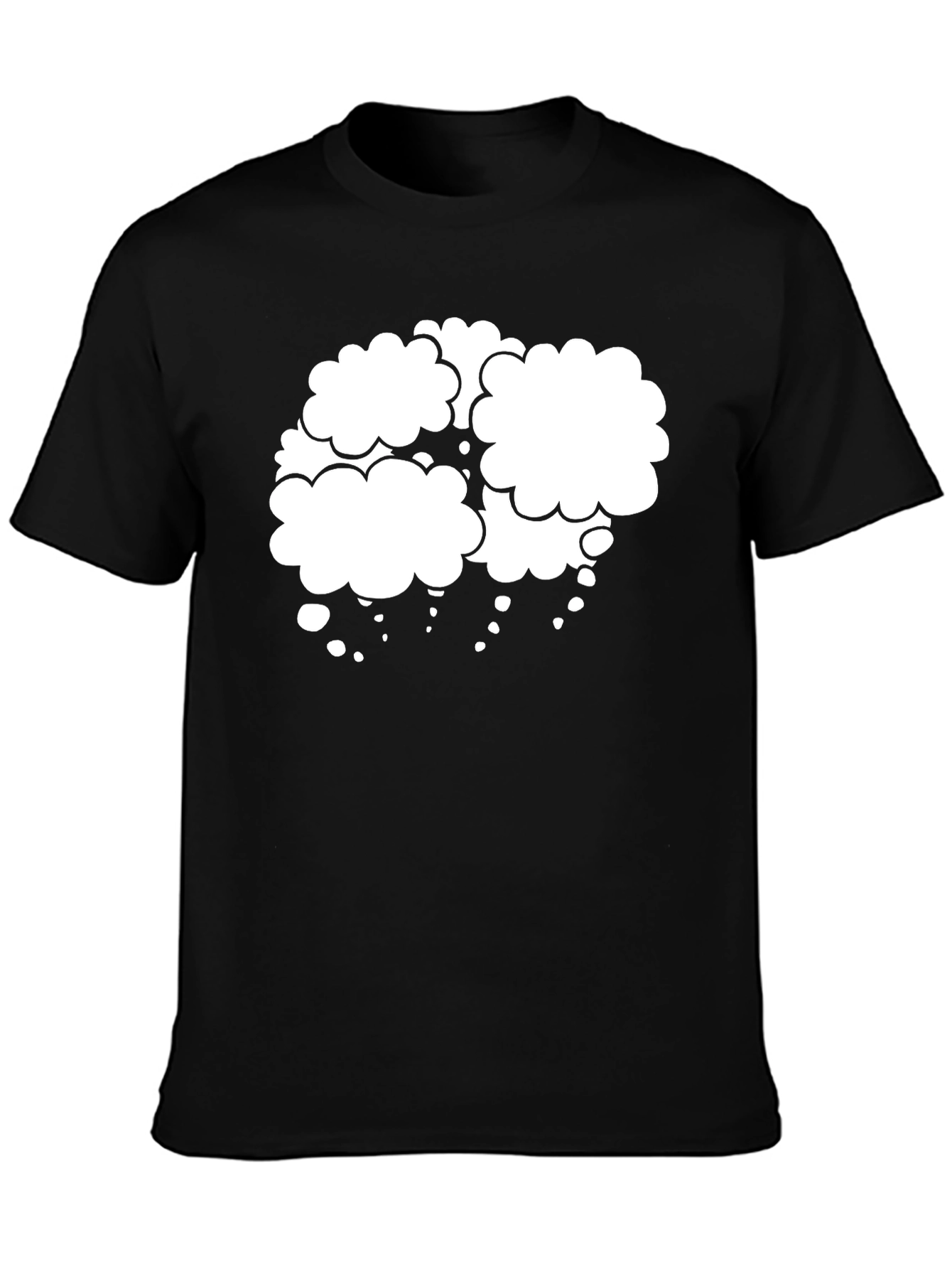 Black T-Shirt with White Cloud Design