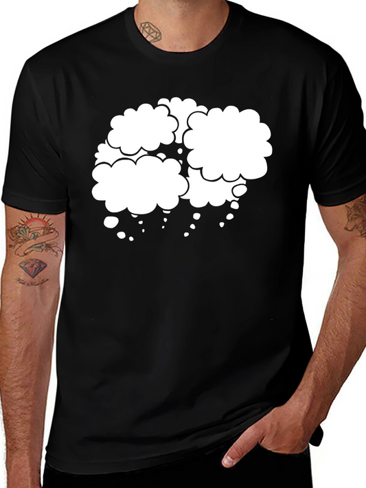 Black T-Shirt with White Cloud Design