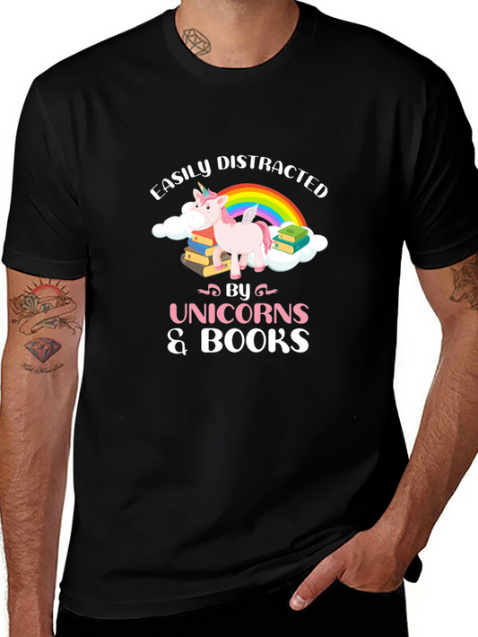 Easily Distracted by Unicorns & Books T-Shirt