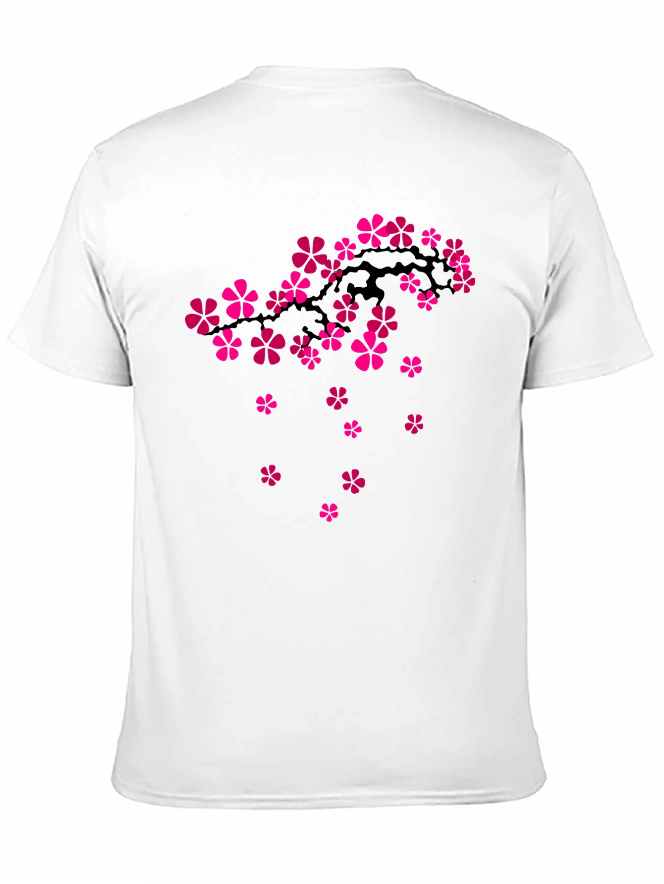 Black T-Shirt with Floral Cherry Blossom Design