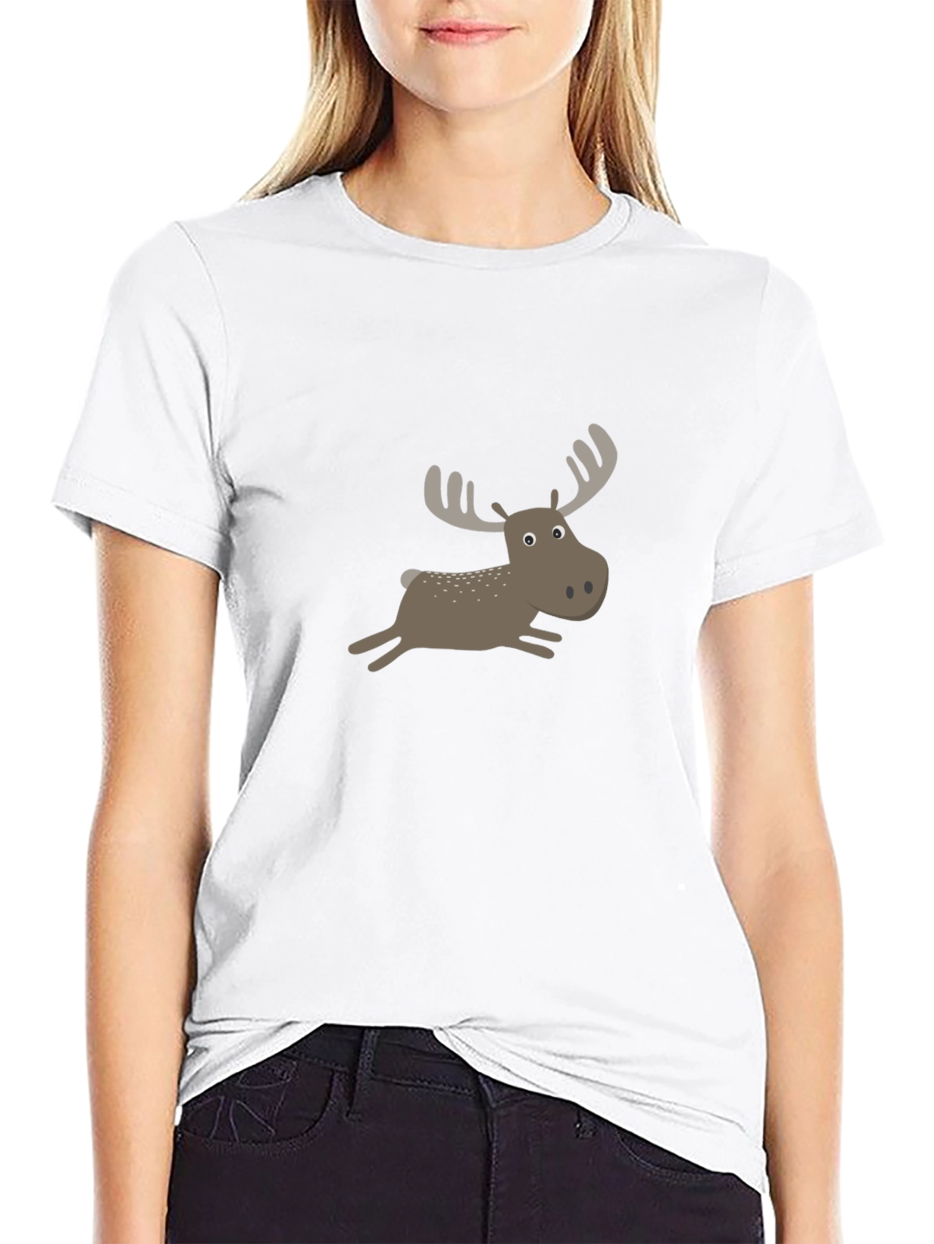 Black Moose Cartoon T-Shirt