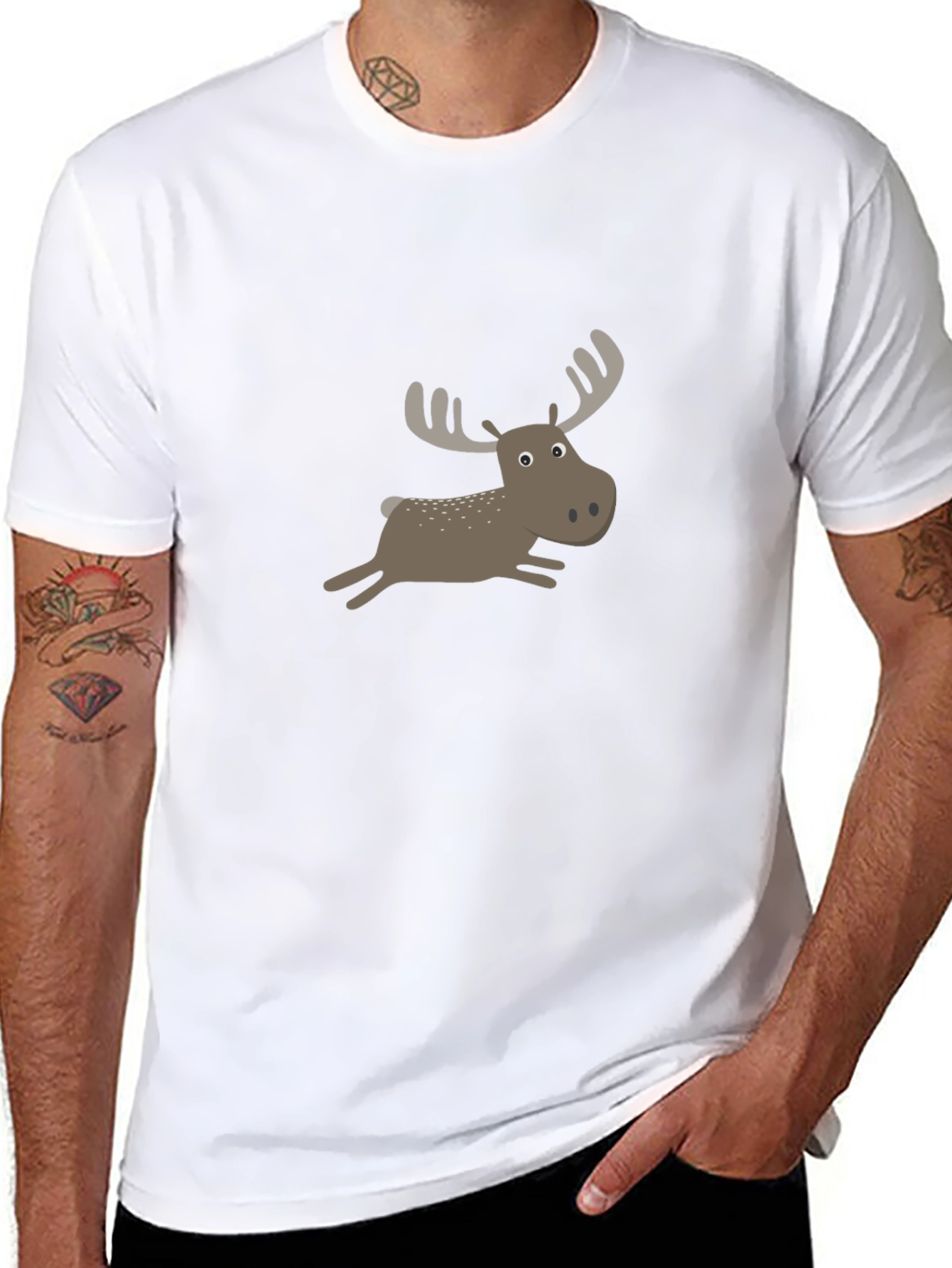 Black Moose Cartoon T-Shirt