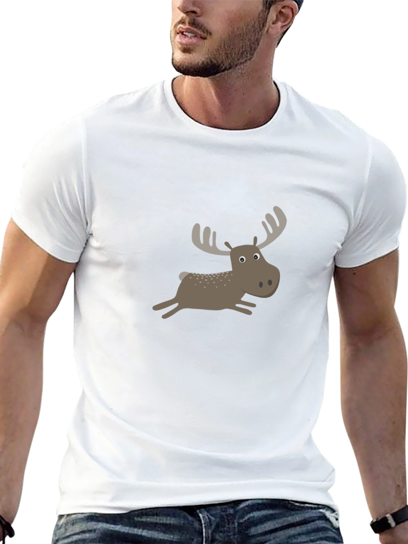 Black Moose Cartoon T-Shirt
