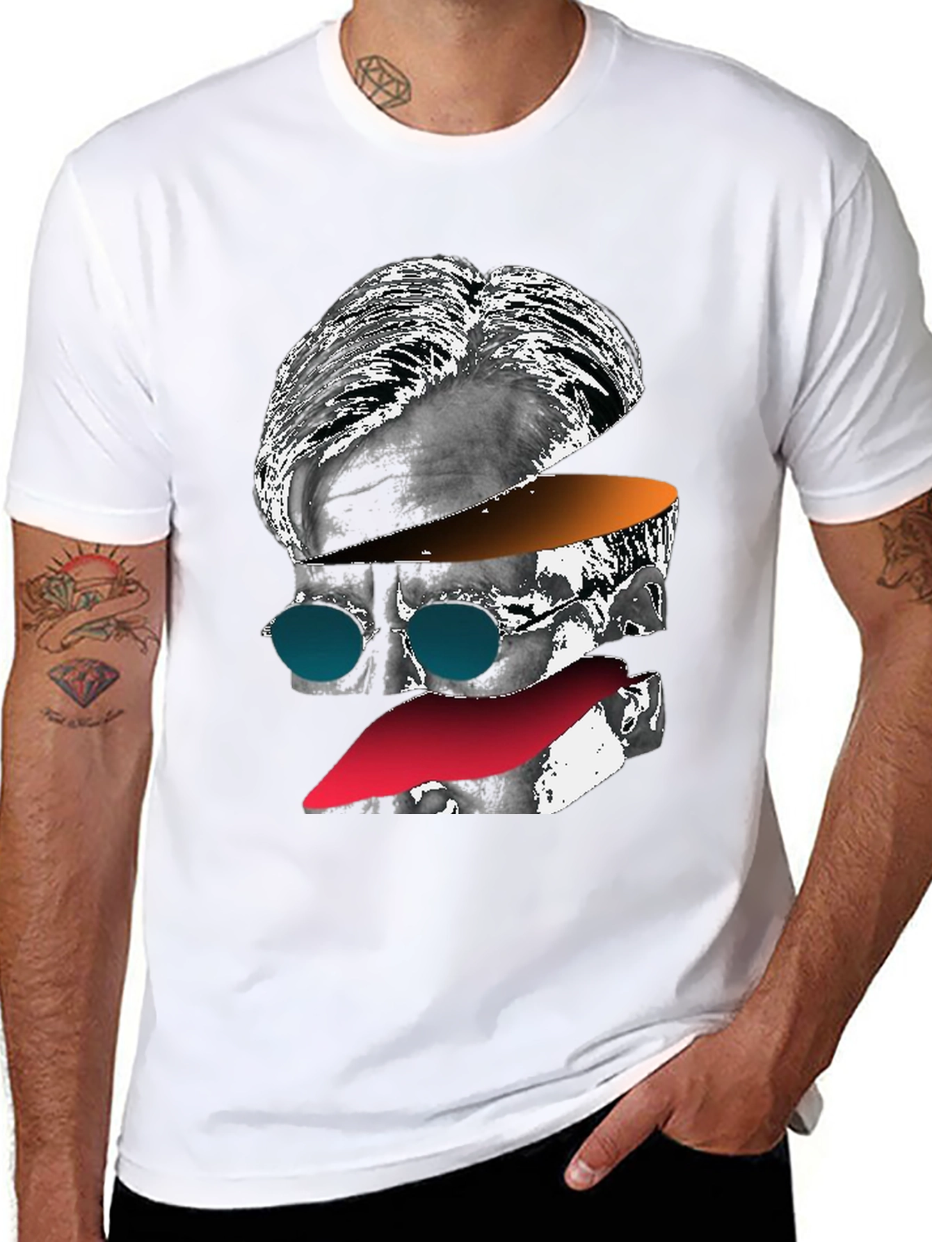 Abstract Face Graphic Tee - Mens Black T-Shirt