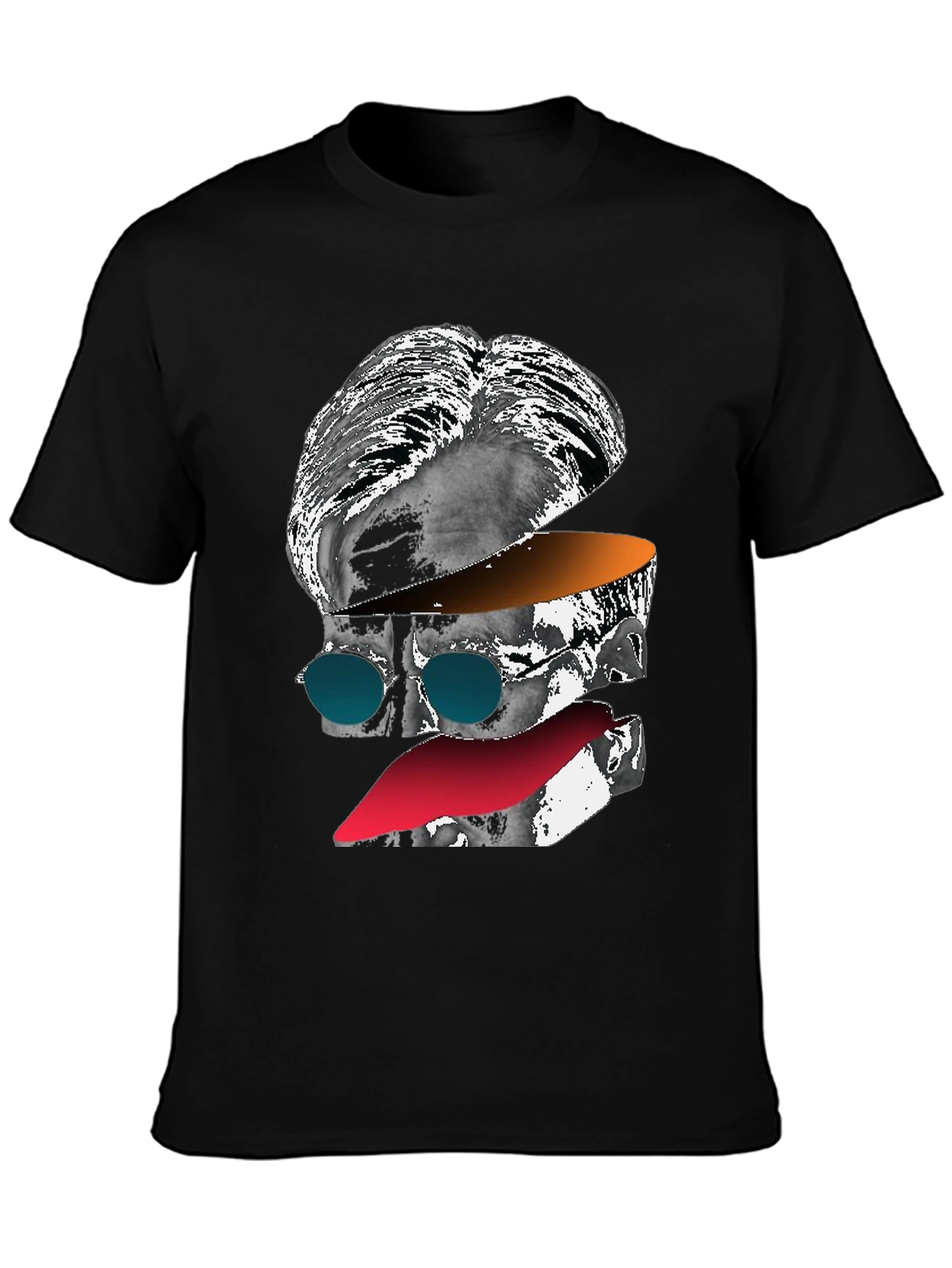 Abstract Face Graphic Tee - Mens Black T-Shirt