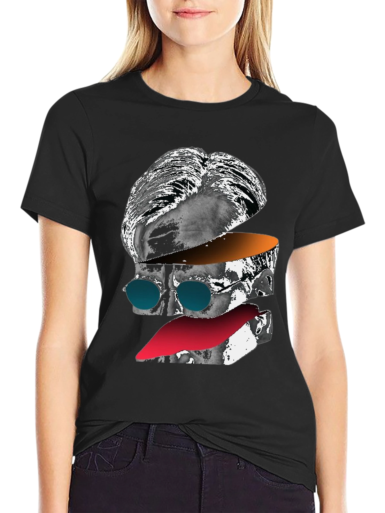 Abstract Face Graphic Tee - Mens Black T-Shirt