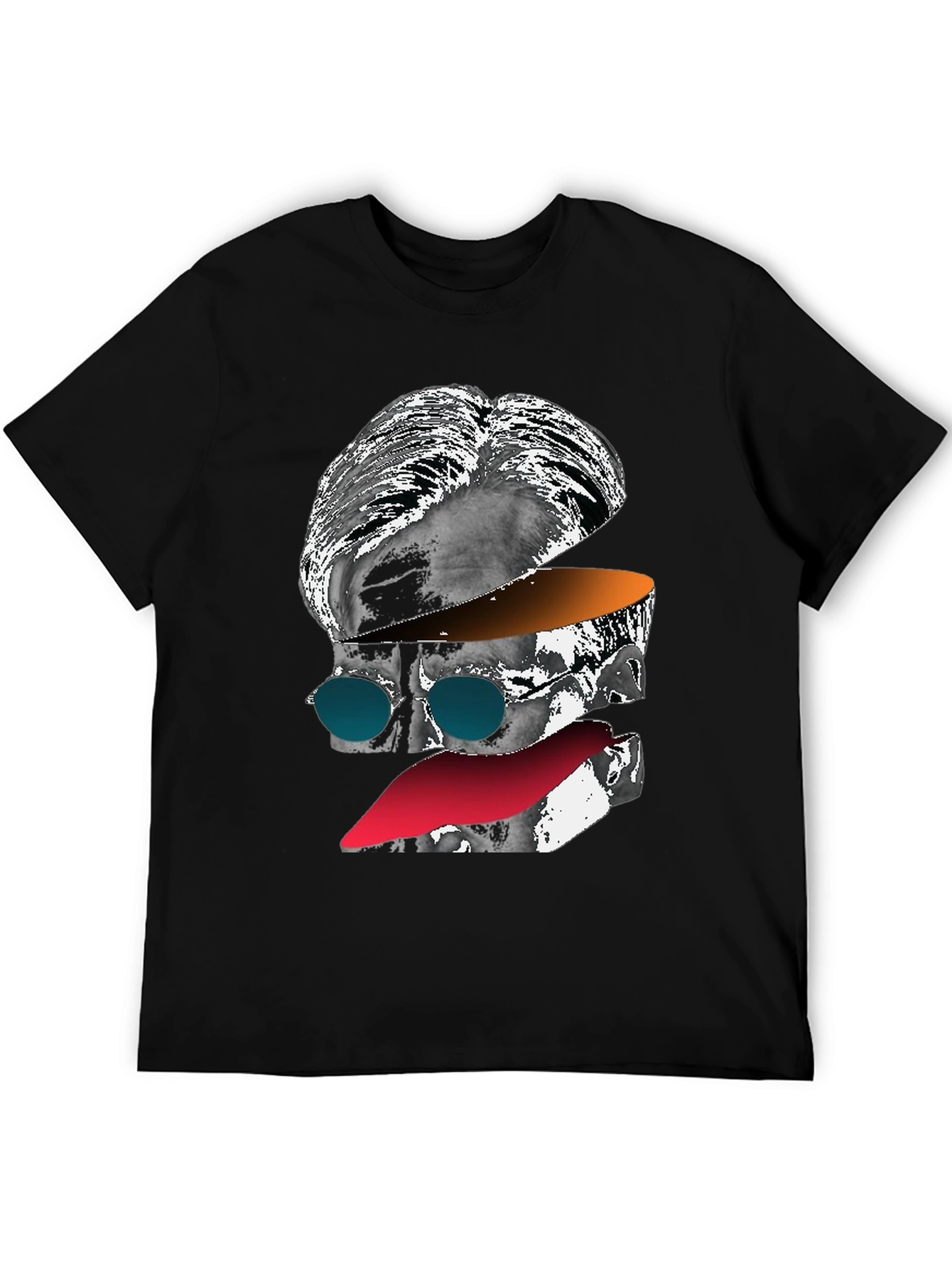 Abstract Face Graphic Tee - Mens Black T-Shirt