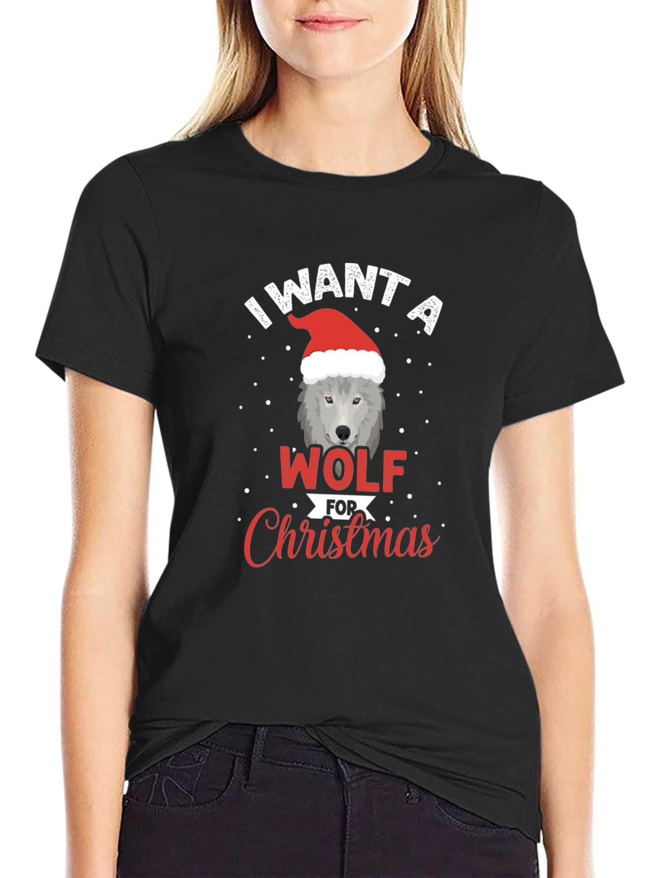Wolf Christmas T-Shirt - Festive Holiday Apparel