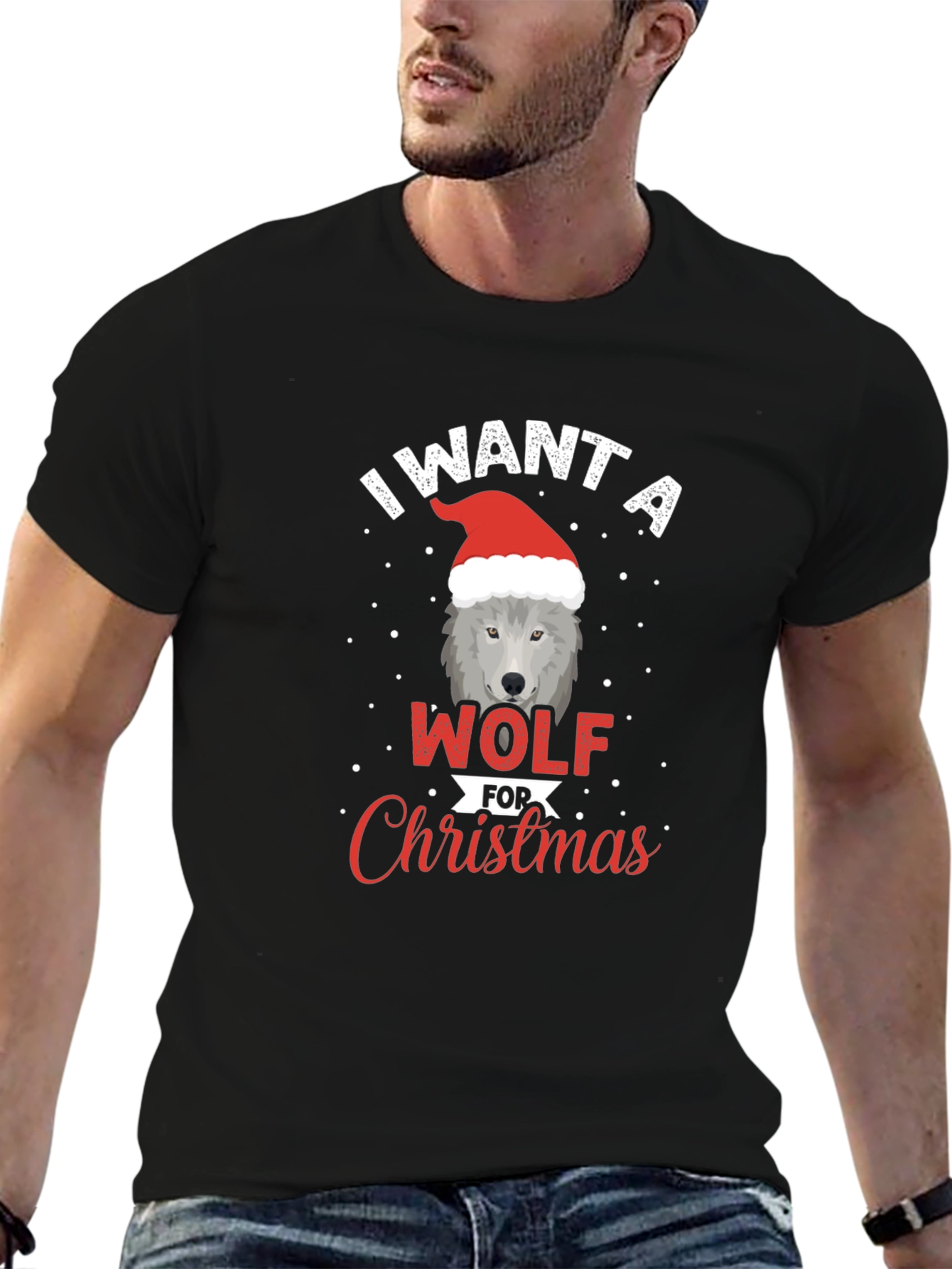 Wolf Christmas T-Shirt - Festive Holiday Apparel