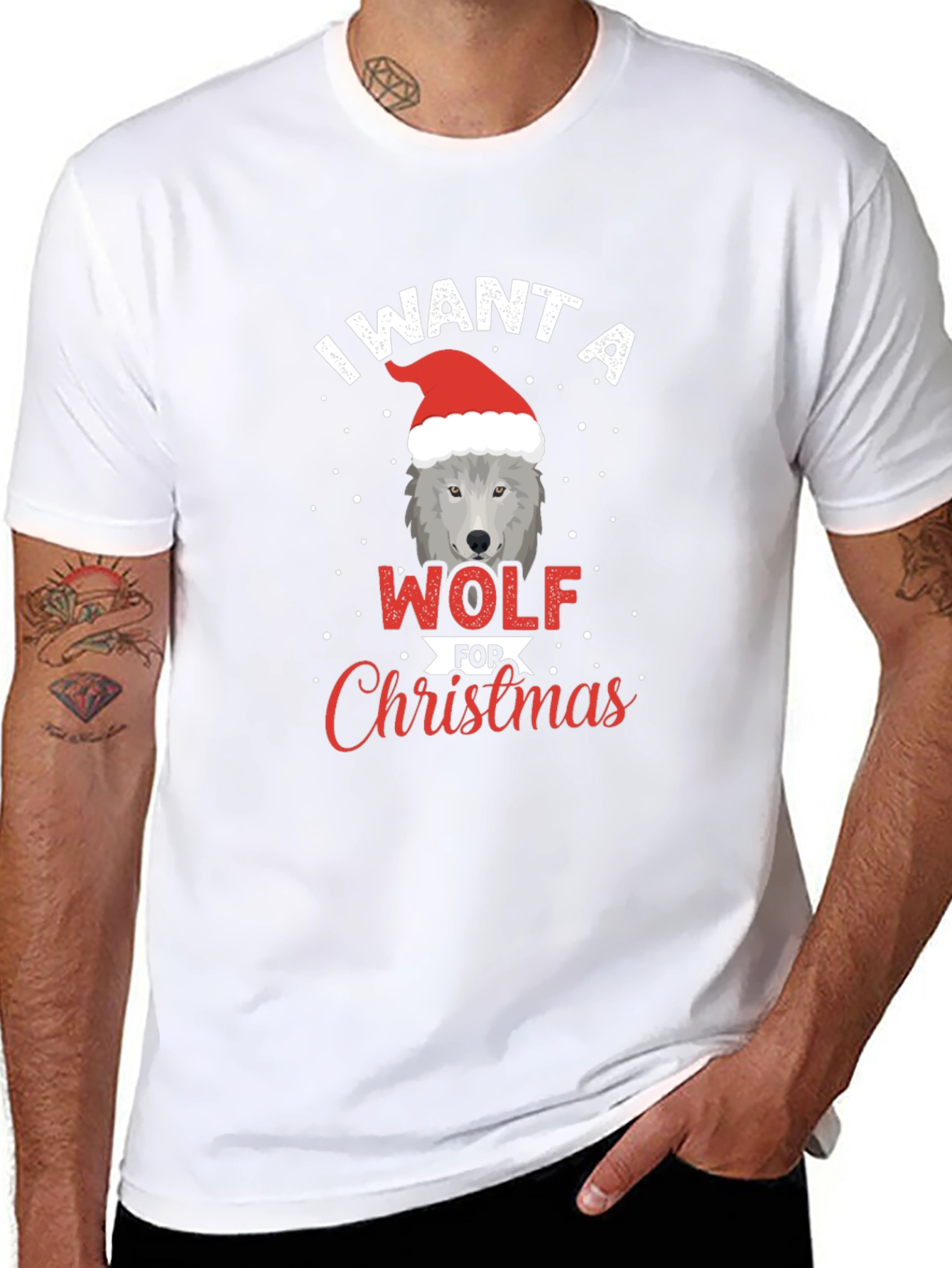 Wolf Christmas T-Shirt - Festive Holiday Apparel