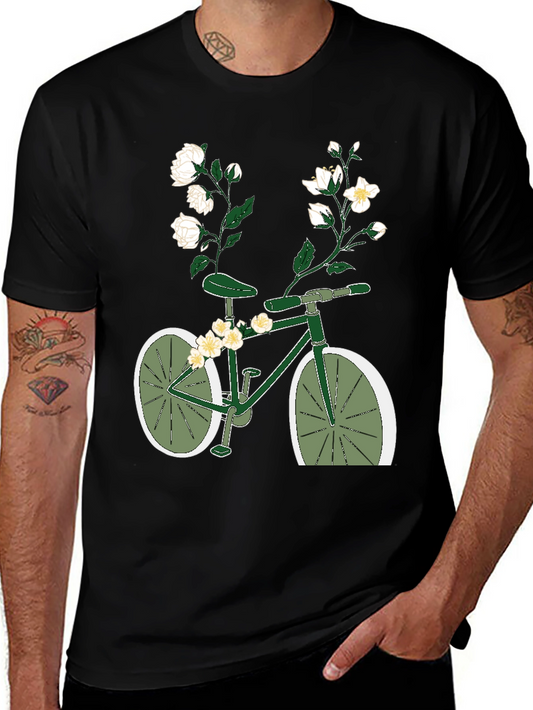 Floral Bicycle Graphic Tee - Unique Design